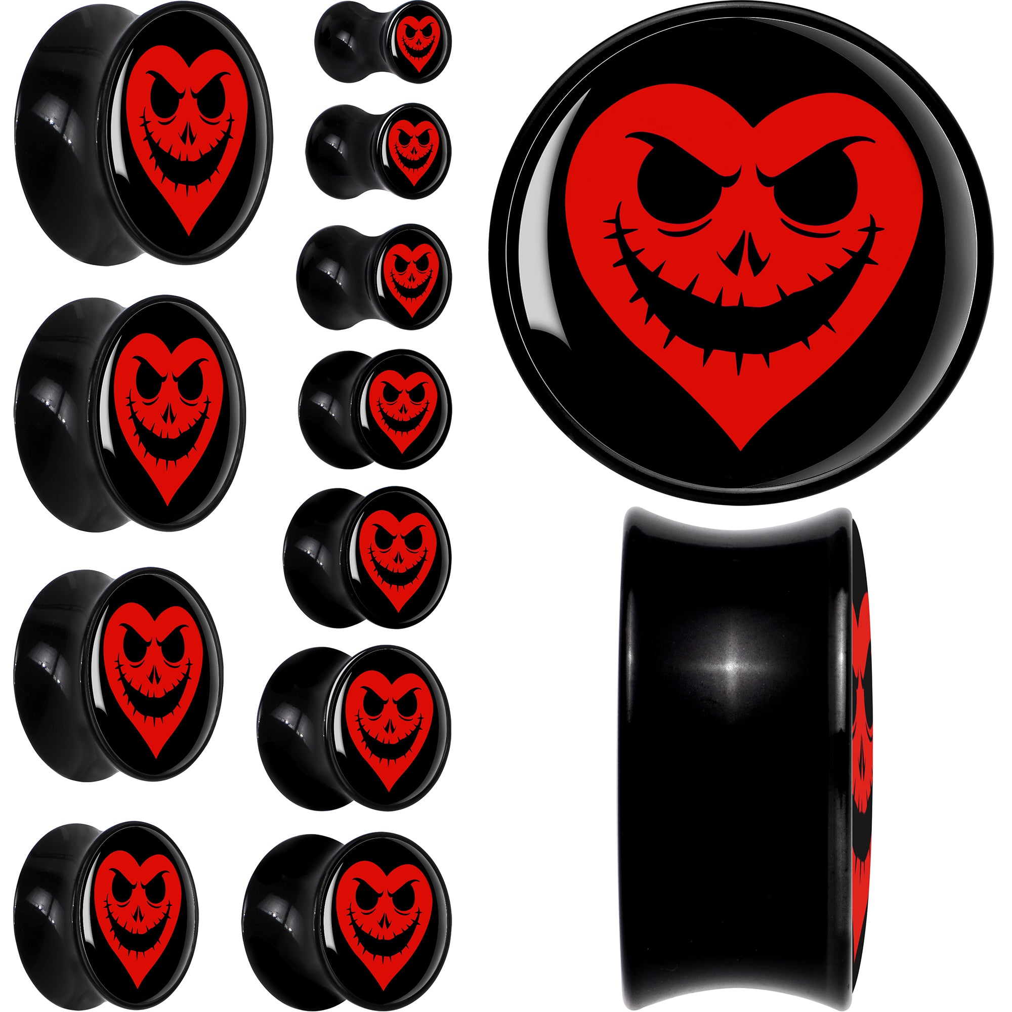 Valentine Jack O Heart Black Acrylic Saddle Plug Set by Onyx O