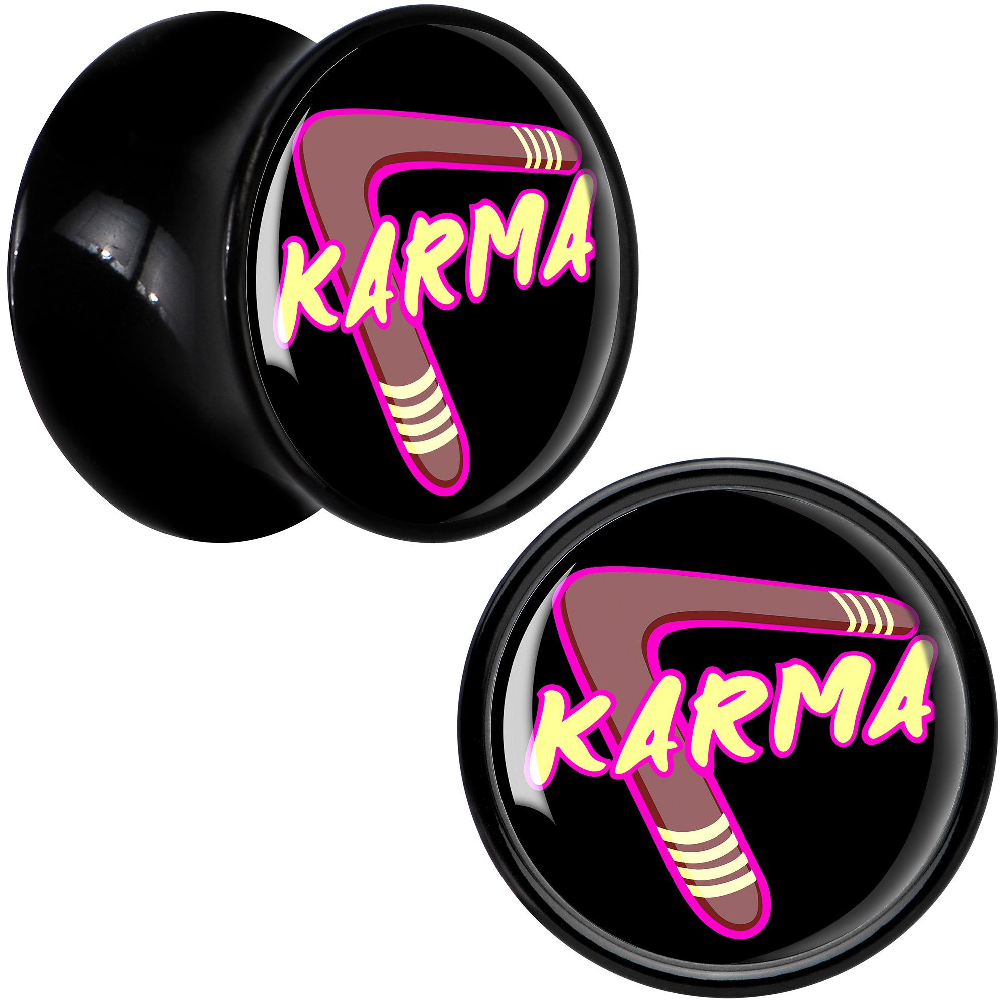 Karmic Boomerang Black Acrylic Saddle Plug Set by Onyx O
