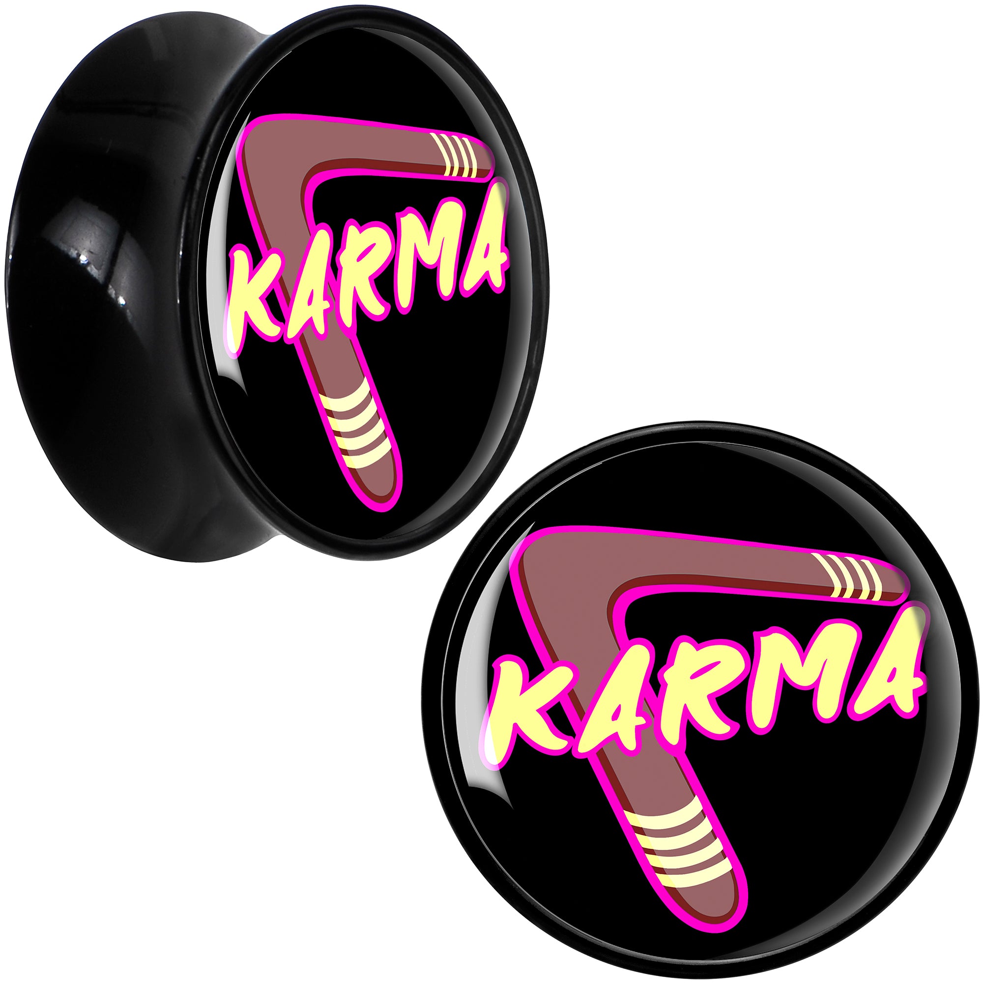 Karmic Boomerang Black Acrylic Saddle Plug Set by Onyx O
