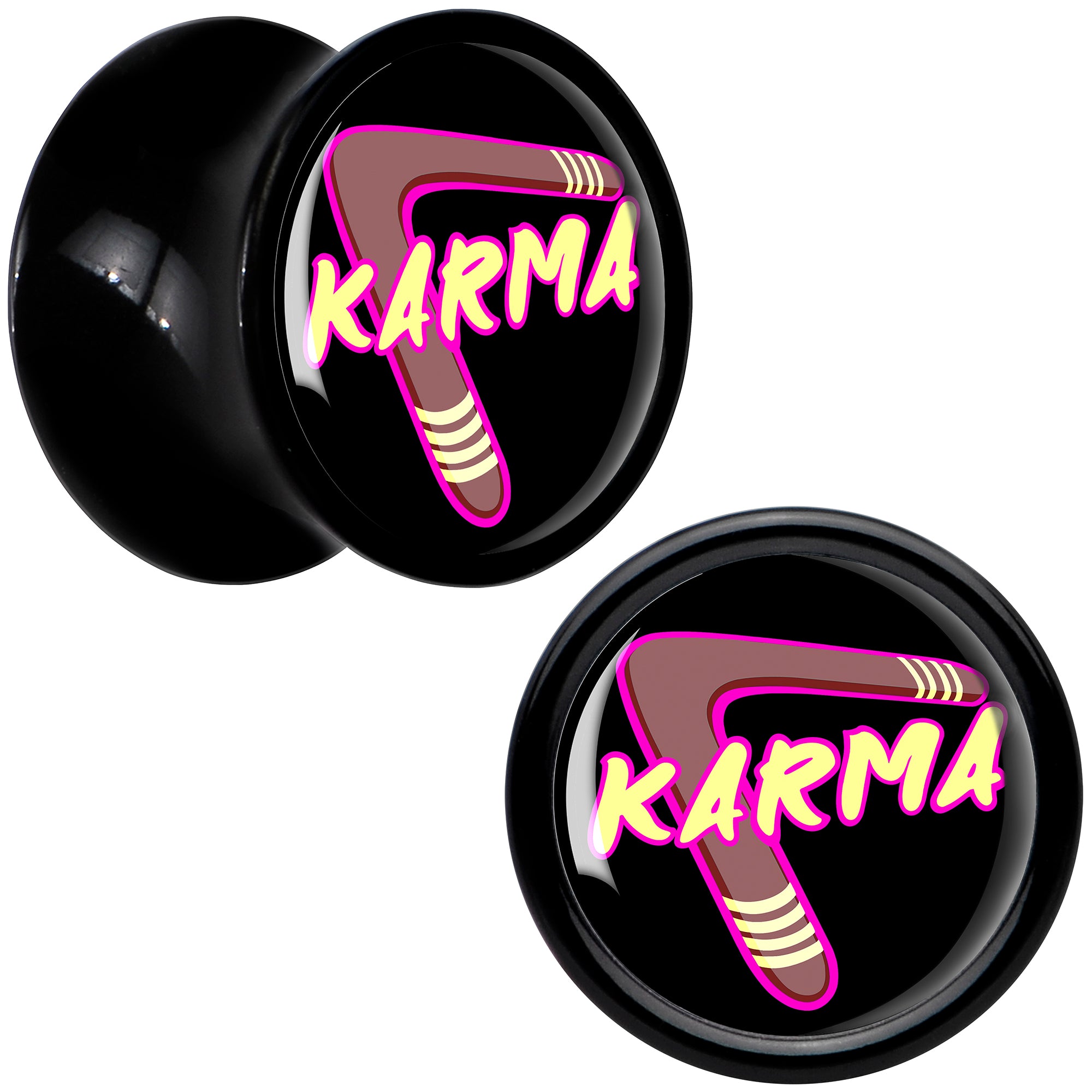 Karmic Boomerang Black Acrylic Saddle Plug Set by Onyx O
