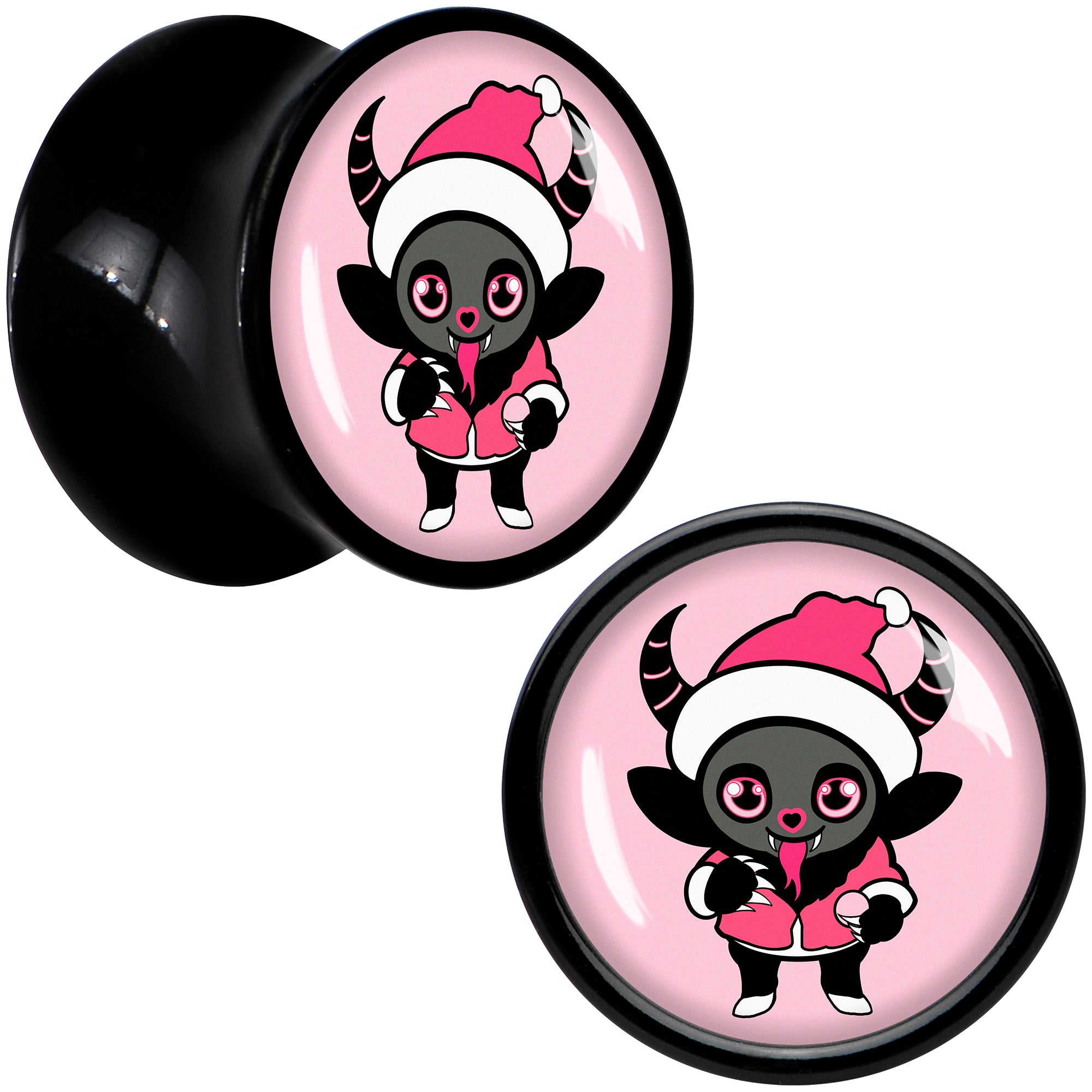 Krampus Cutie Christmas Holiday Black Acrylic Saddle Plug Set by Onyx O