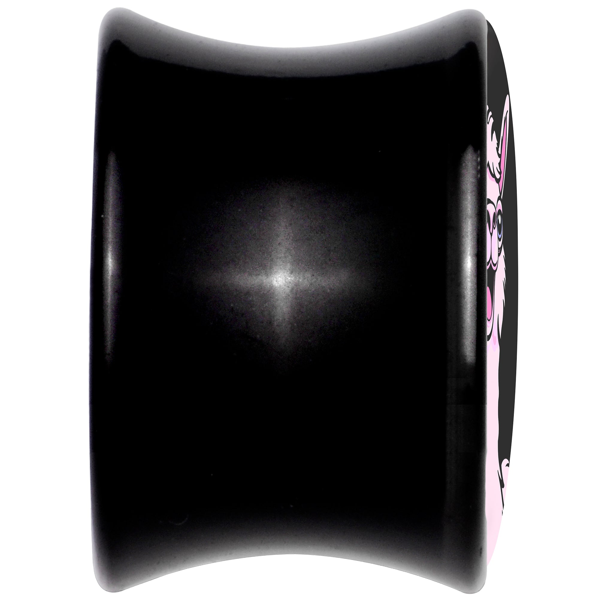Pink Happy Llama Black Acrylic Saddle Plug Set 8mm to 20mm by Onyx O