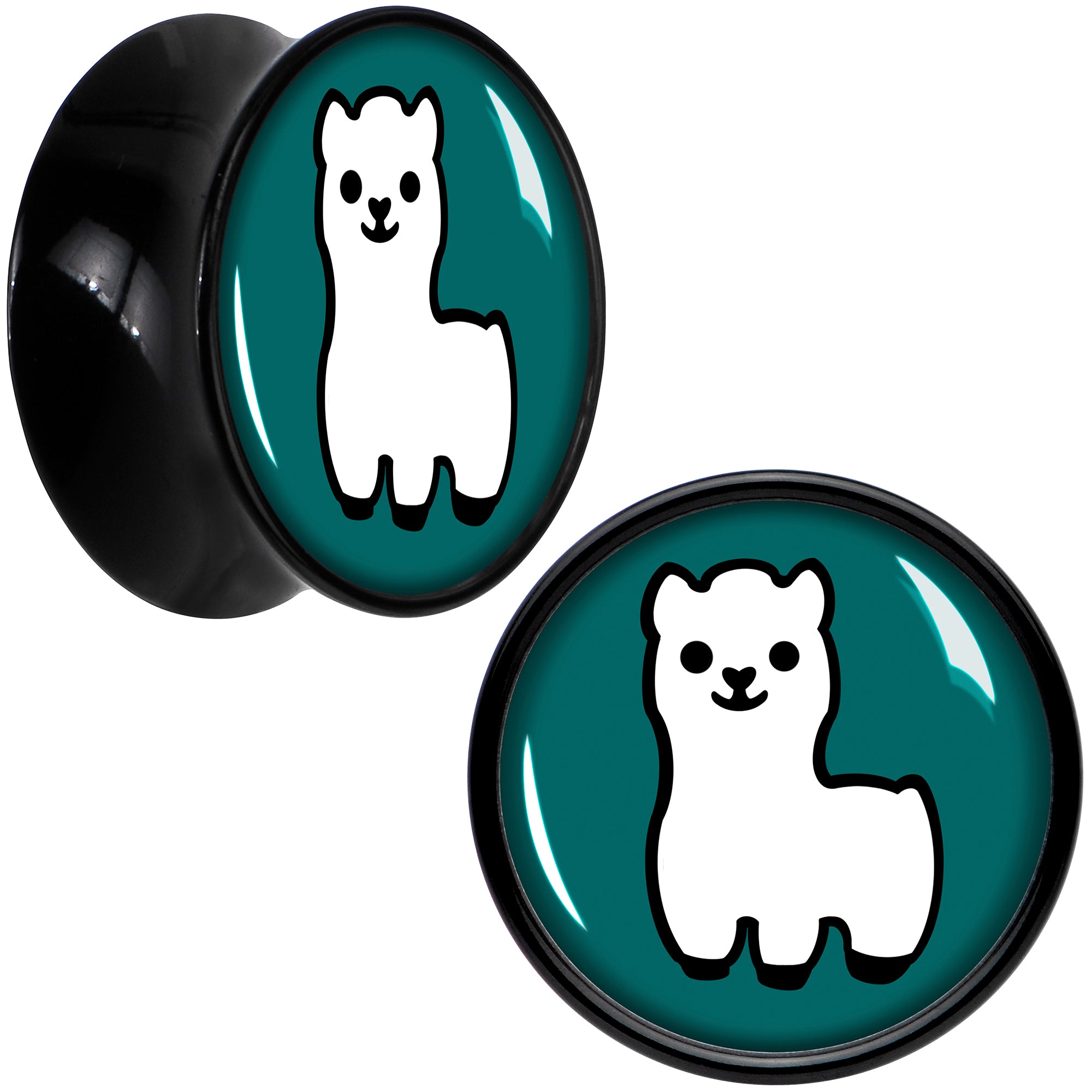 White Llama Black Acrylic Saddle Plug Set 8mm to 20mm by Onyx O