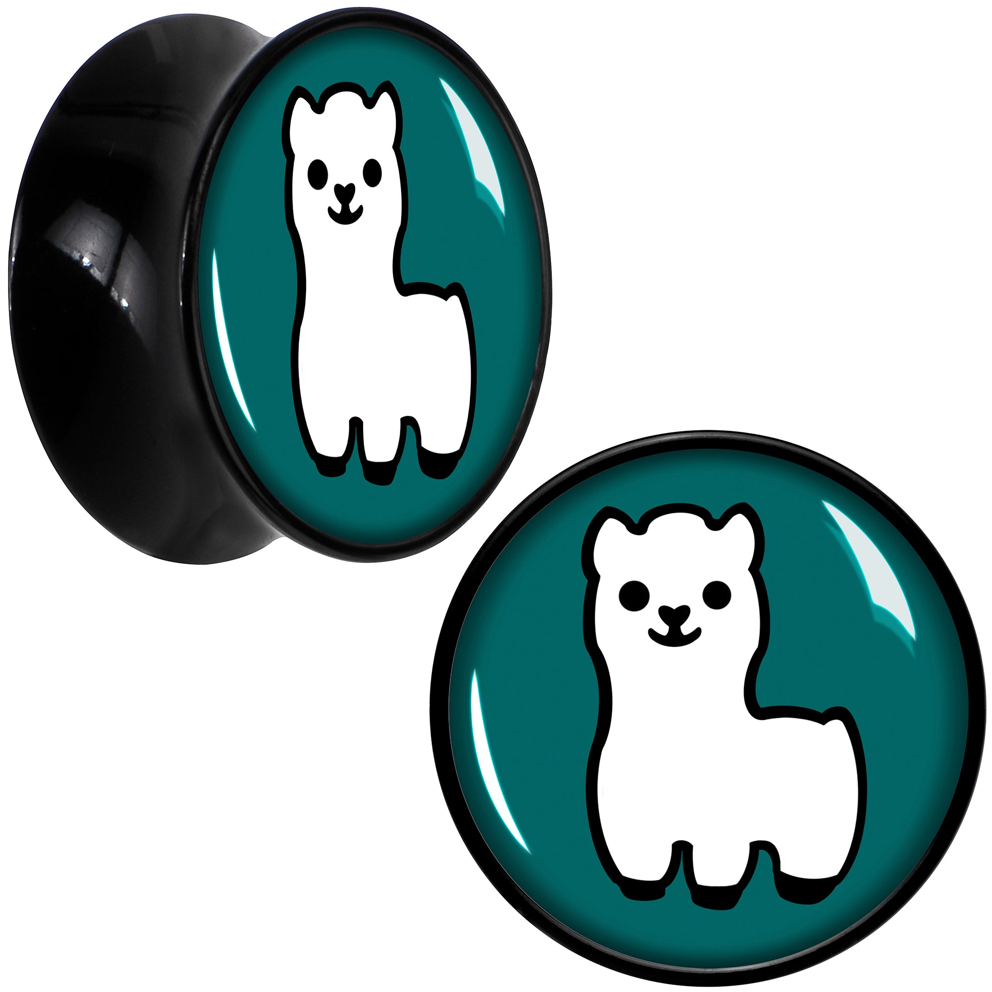 White Llama Black Acrylic Saddle Plug Set 8mm to 20mm by Onyx O