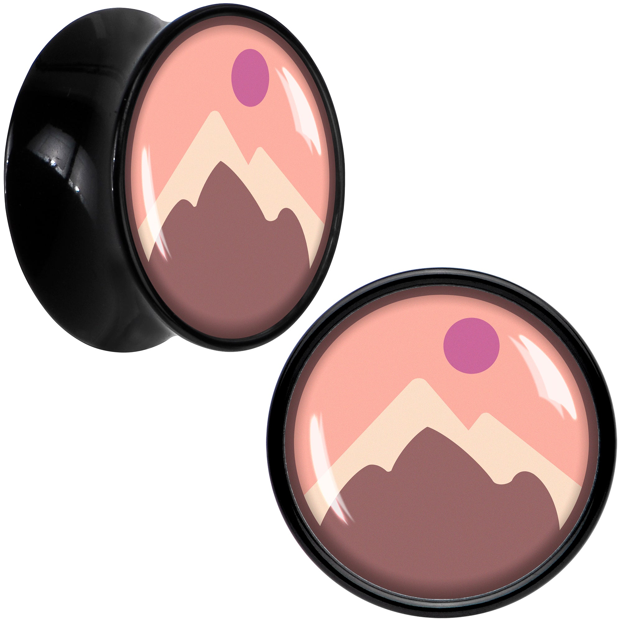 Mountain Sunrise Black Acrylic Saddle Plug Set by Onyx O