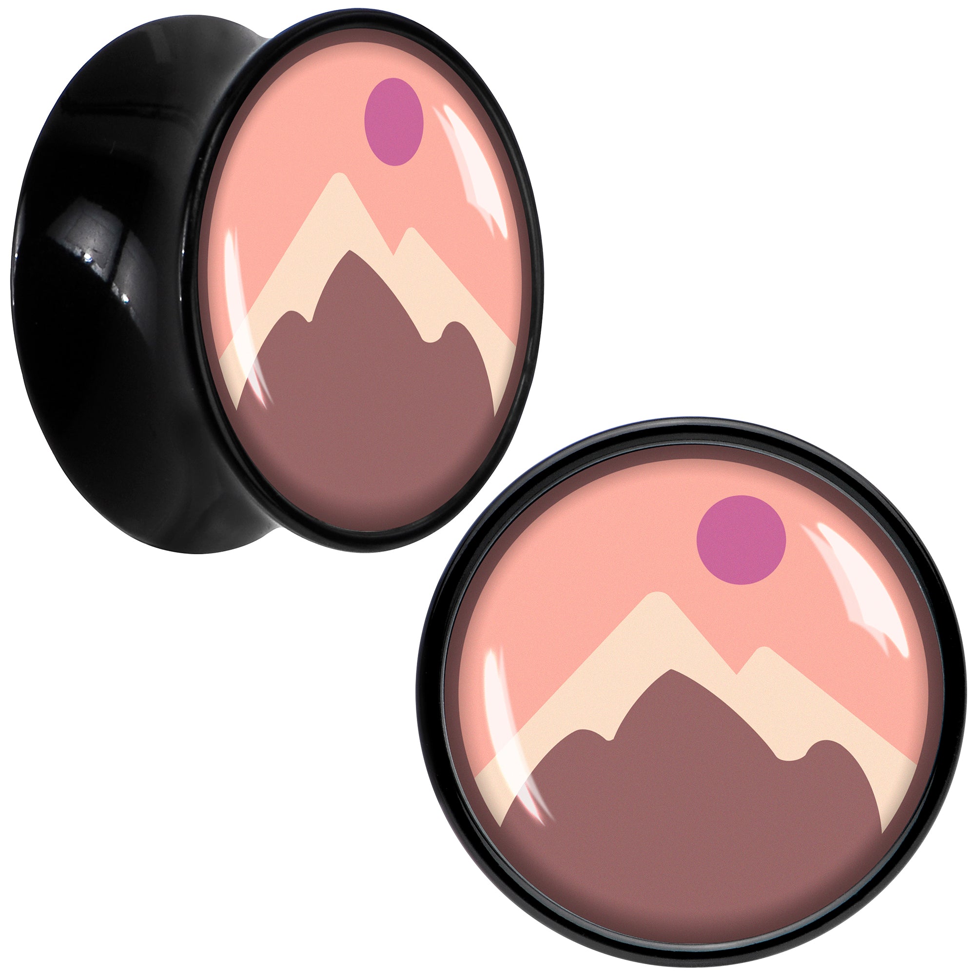 Mountain Sunrise Black Acrylic Saddle Plug Set by Onyx O