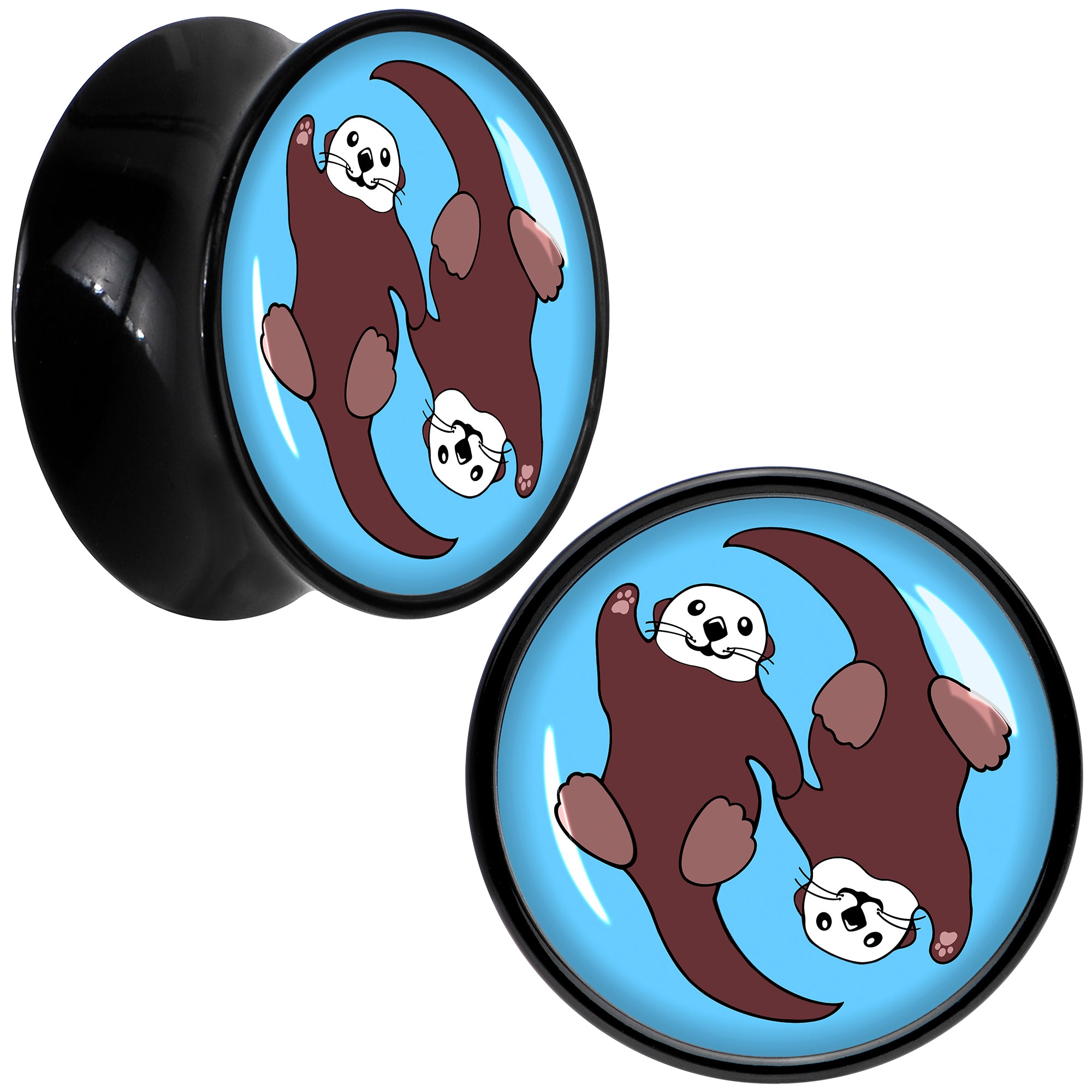 Oh My Otters Animal Black Acrylic Saddle Plug Set by Onyx O