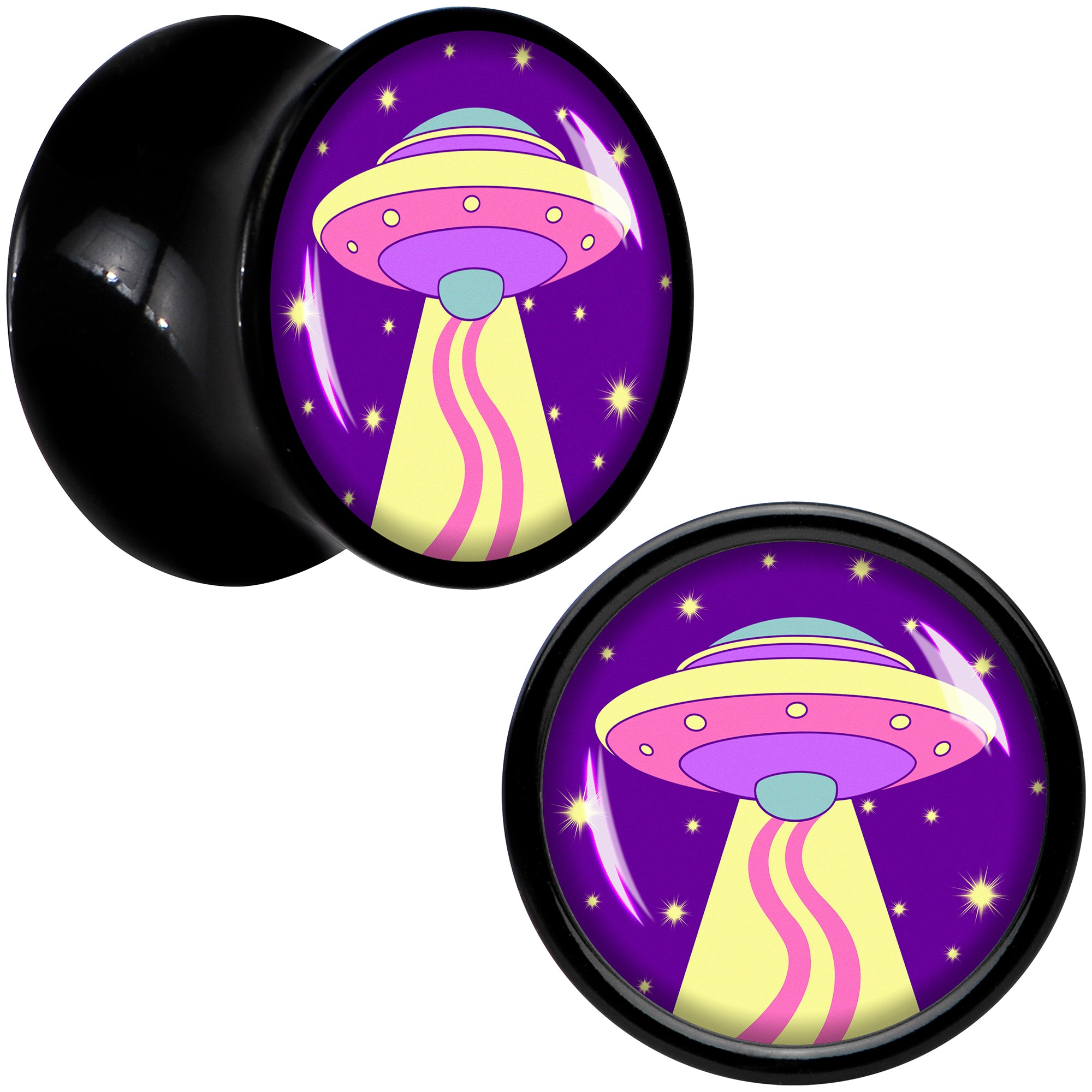 Style Space Invasion UFO Black Acrylic Saddle Plug Set by Onyx O