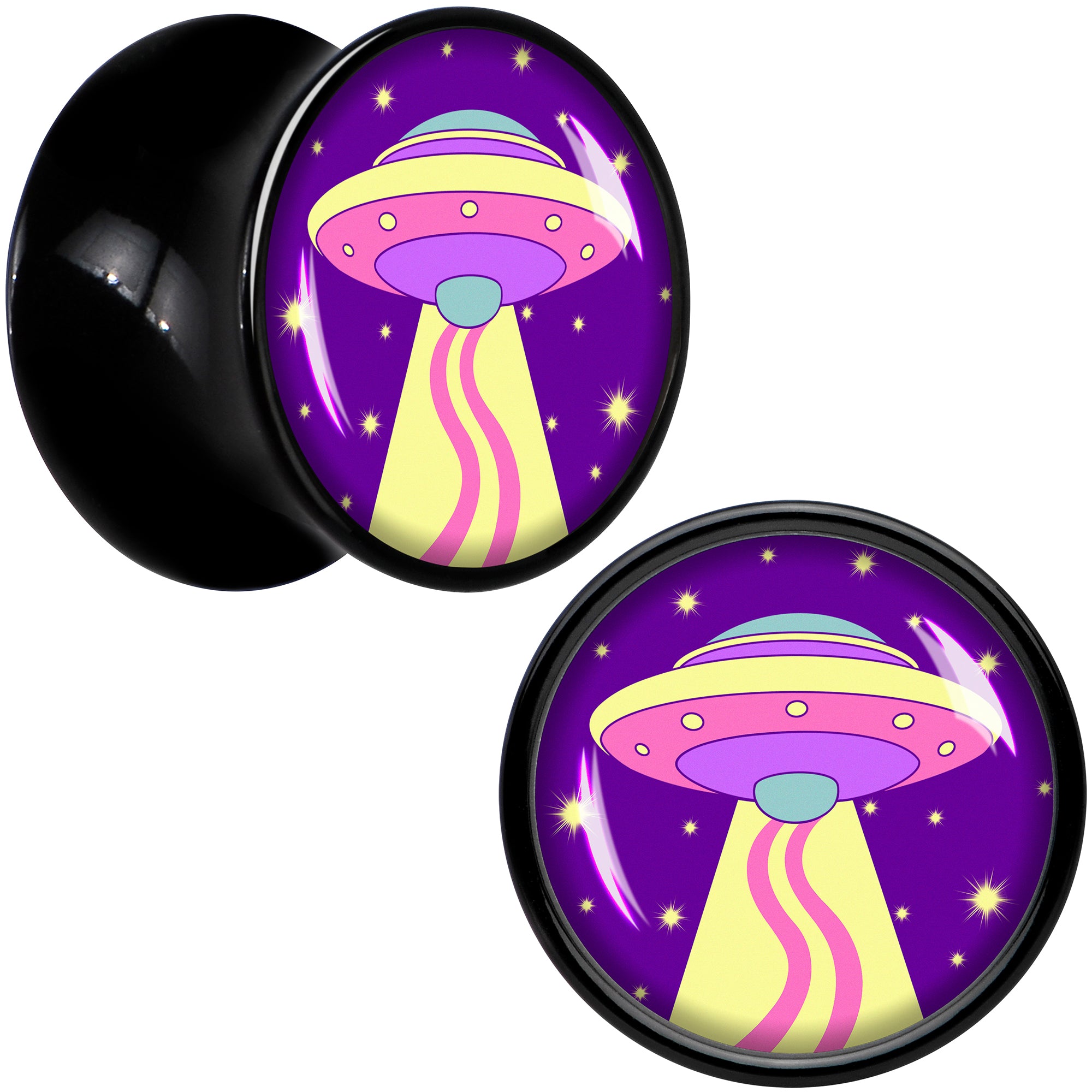 Style Space Invasion UFO Black Acrylic Saddle Plug Set by Onyx O