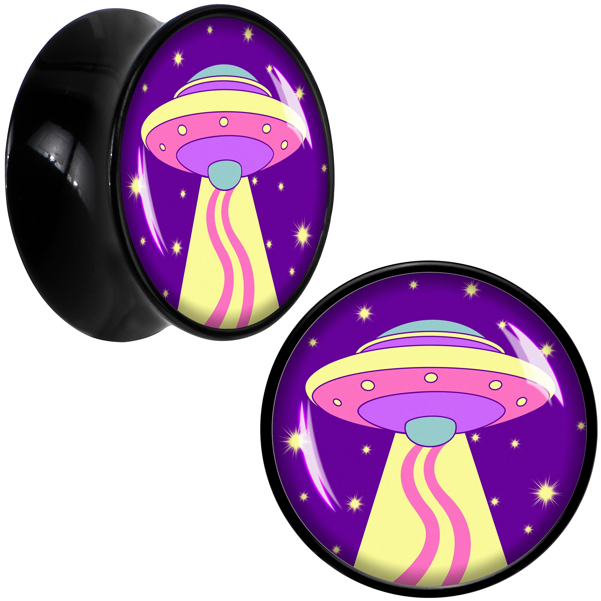 Style Space Invasion UFO Black Acrylic Saddle Plug Set by Onyx O