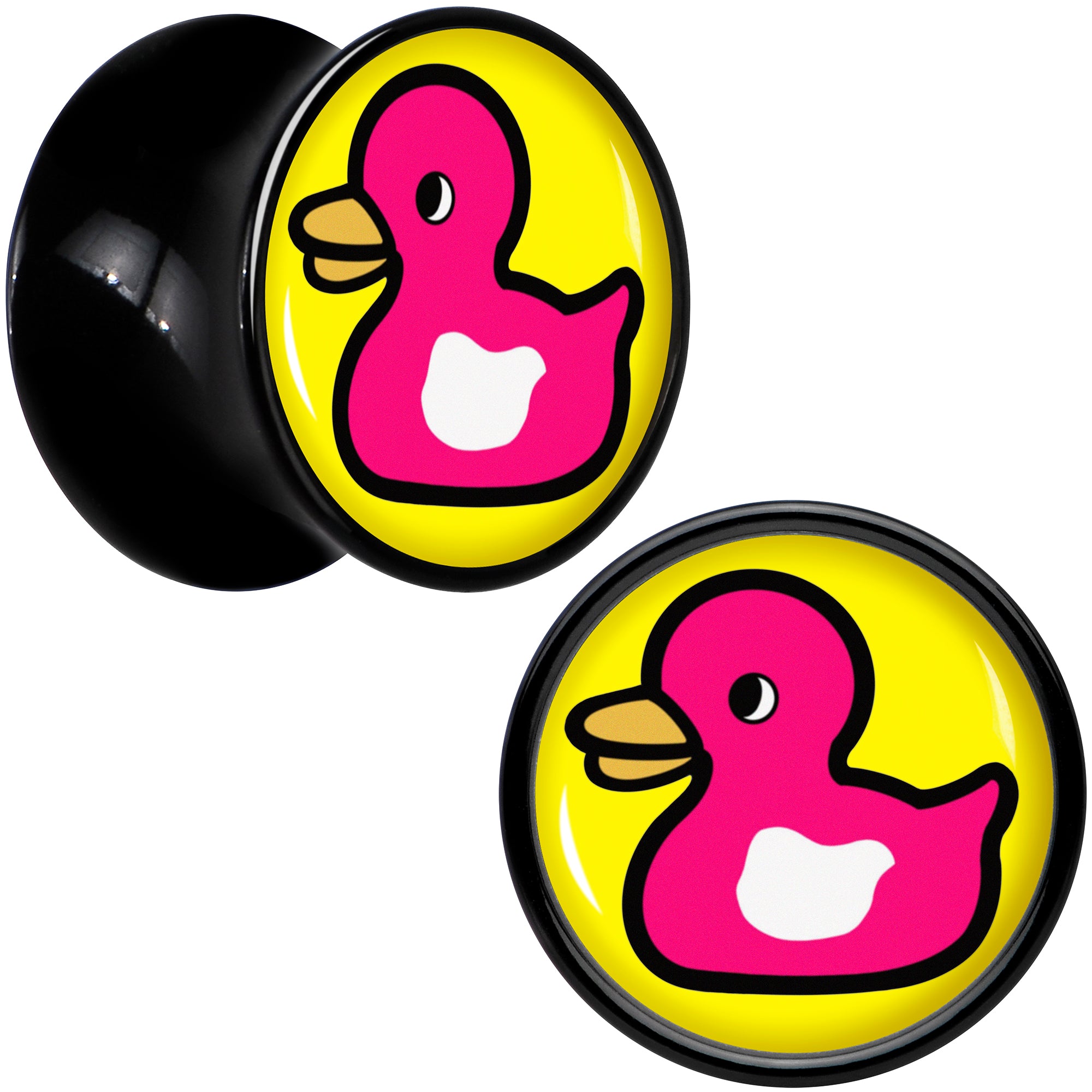 Black Acrylic Pink Ducky Double Flare Plug Set by Onyx O