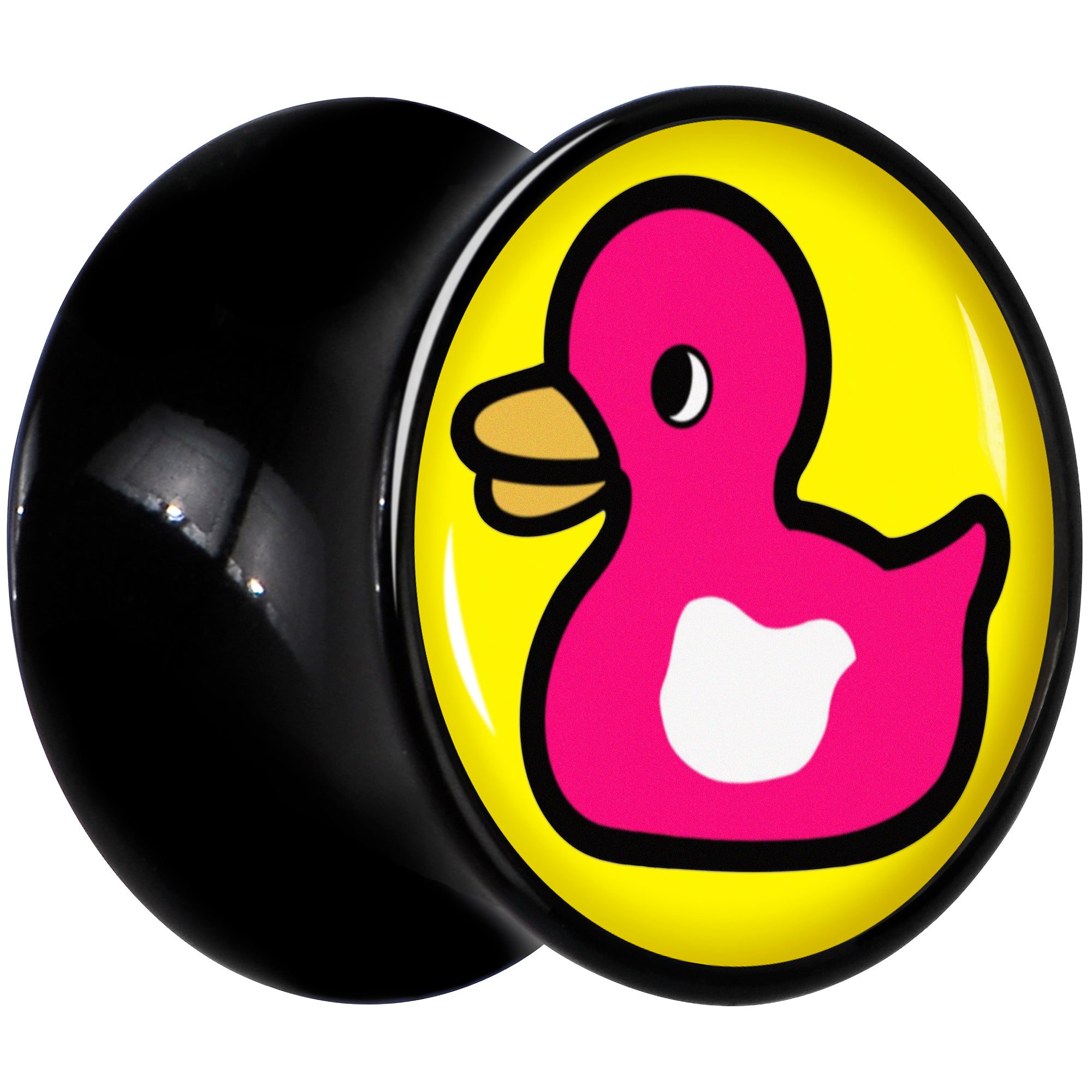 Black Acrylic Pink Ducky Double Flare Plug Set by Onyx O