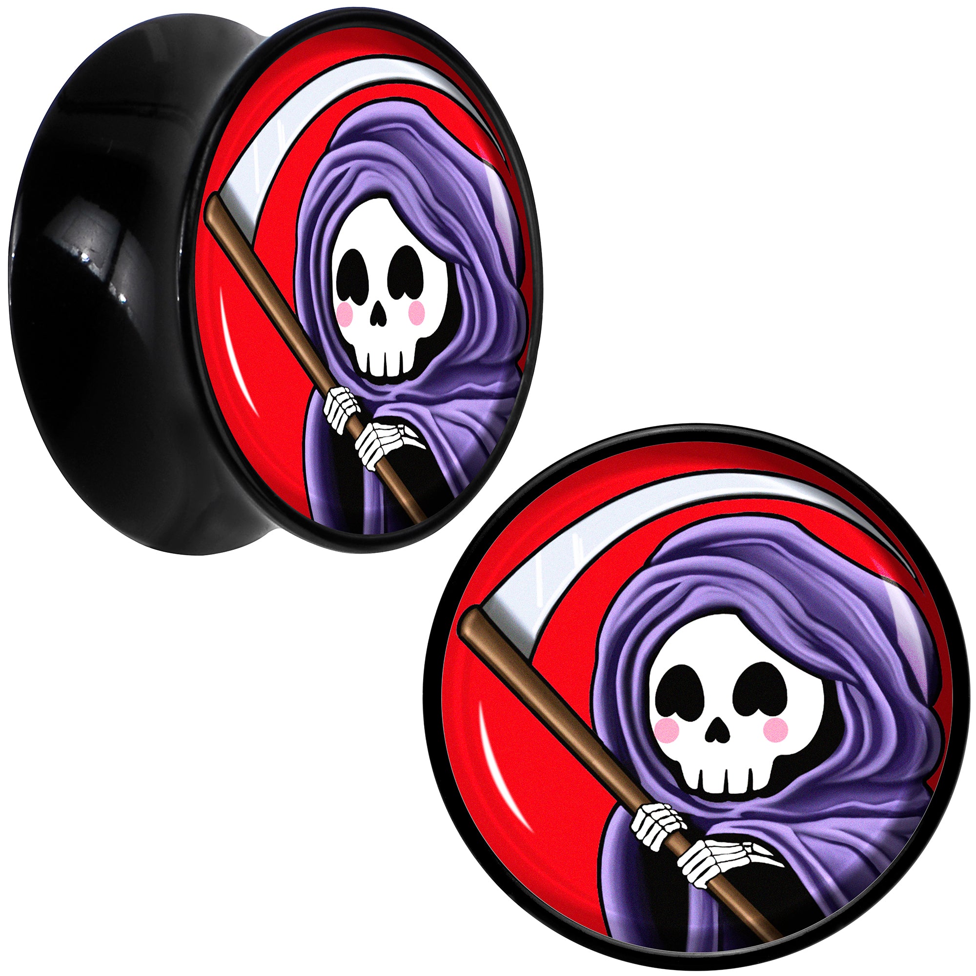 Black Acrylic Grim Reaper Double Flare Plug Set by Onyx O