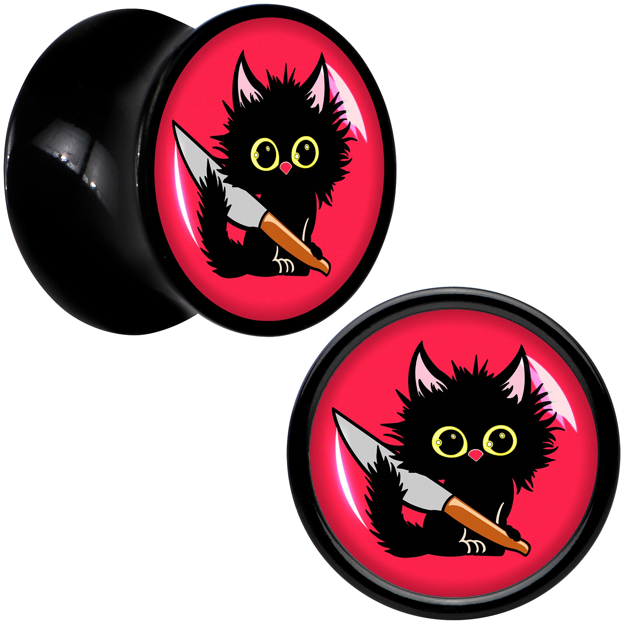 Stabby Cat Black Acrylic Saddle Plug Set by Onyx O