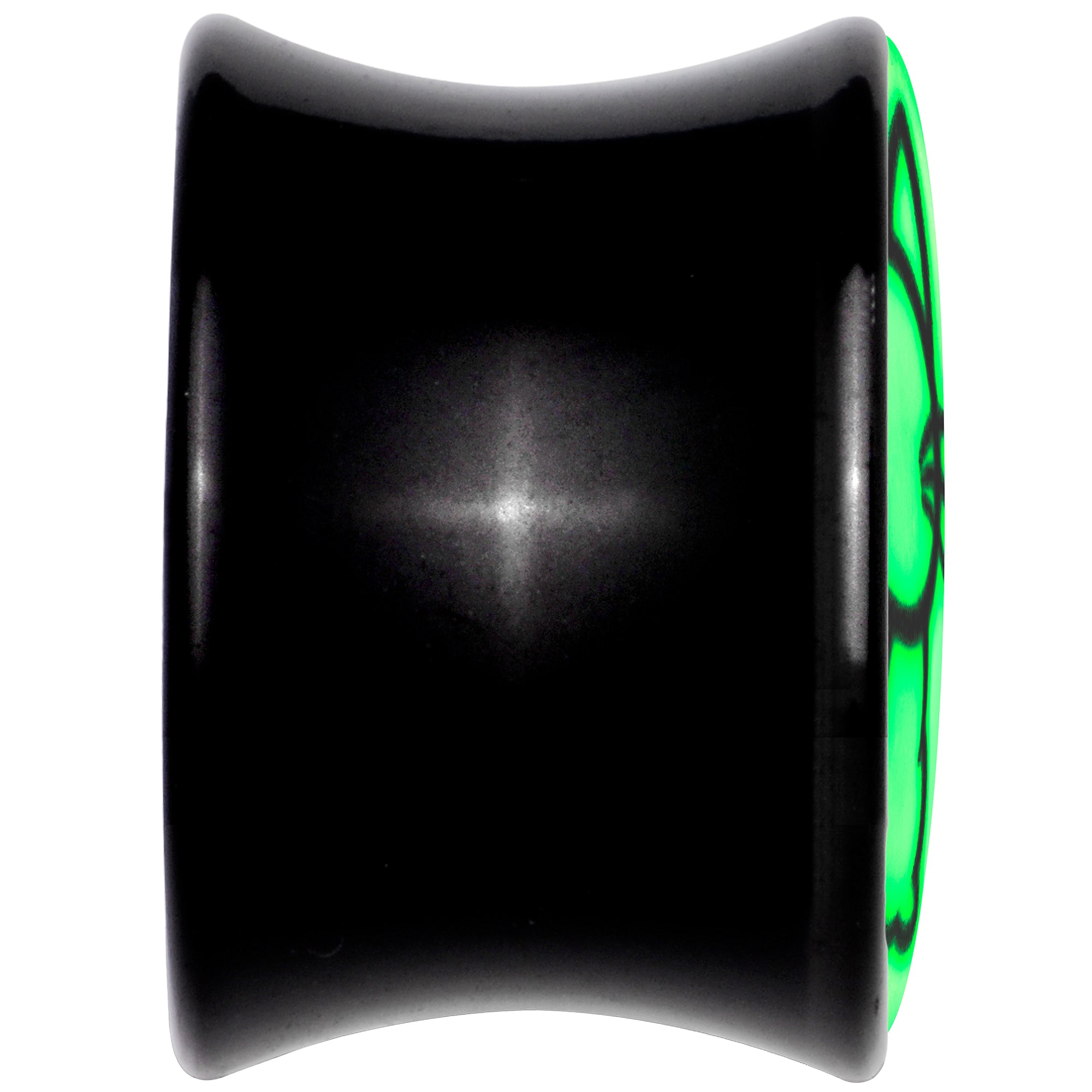 Glow in the Dark Kitty Cat Black Acrylic Saddle Plug Set 8mm to 20mm by Onyx O