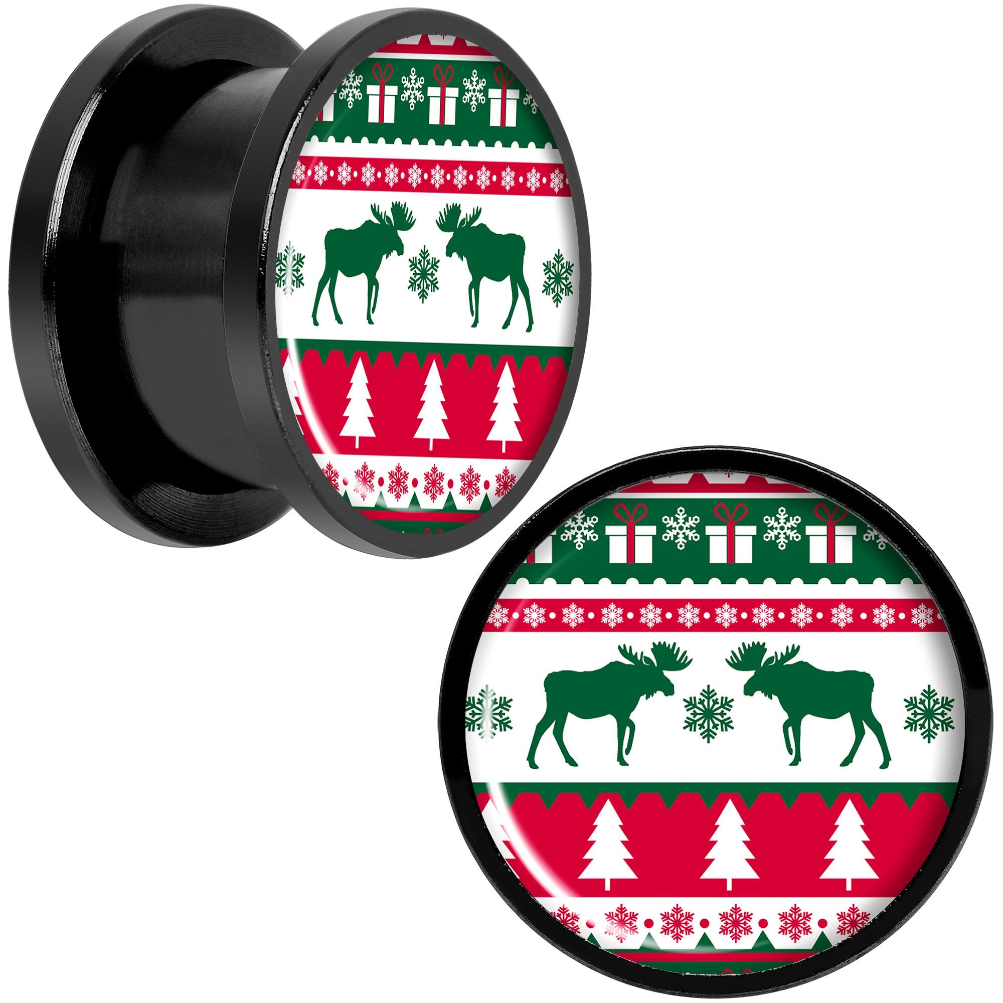 Ugly Christmas Sweater Black Screw Fit Plug Set Sizes 6mm to 20mm