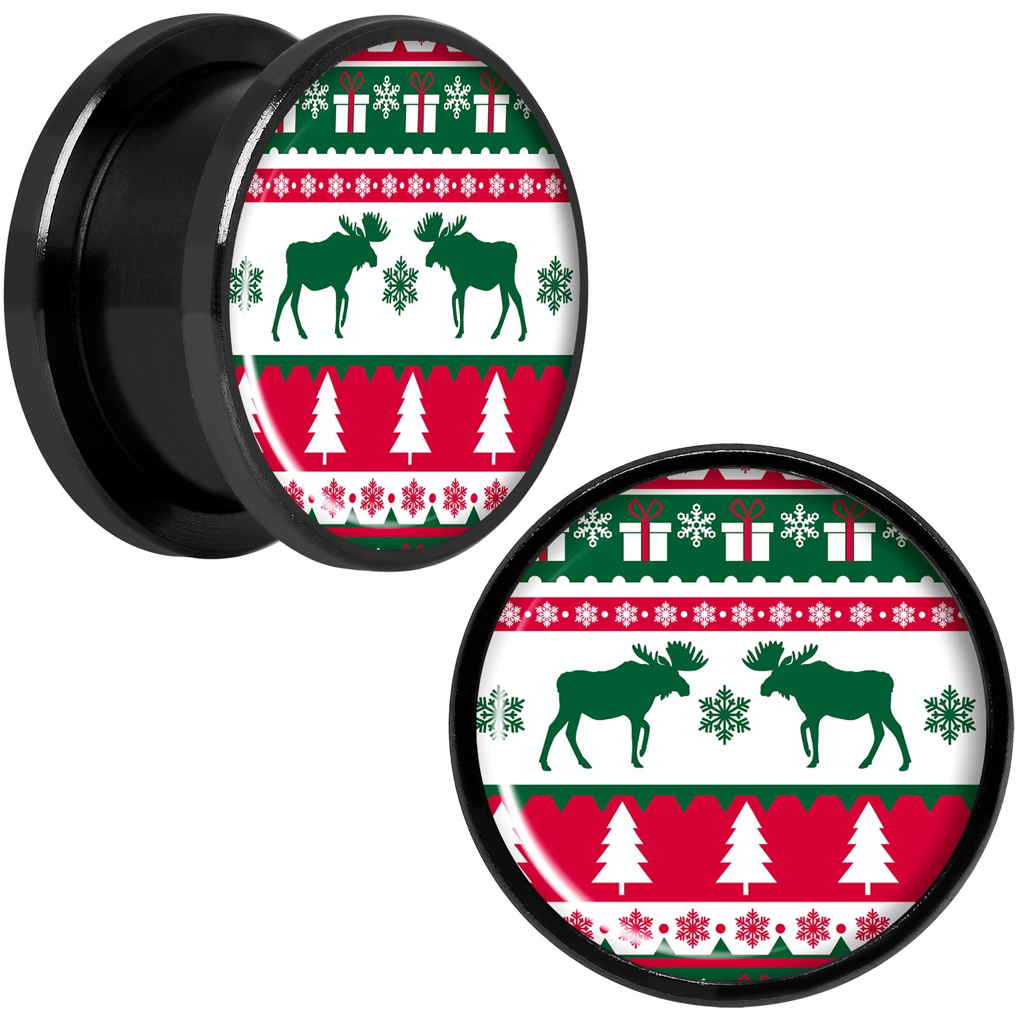 Ugly Christmas Sweater Black Screw Fit Plug Set Sizes 6mm to 20mm