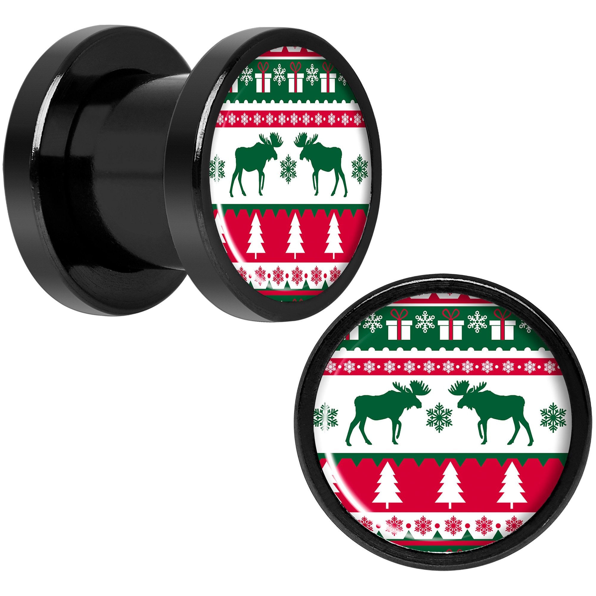 Ugly Christmas Sweater Black Screw Fit Plug Set Sizes 6mm to 20mm