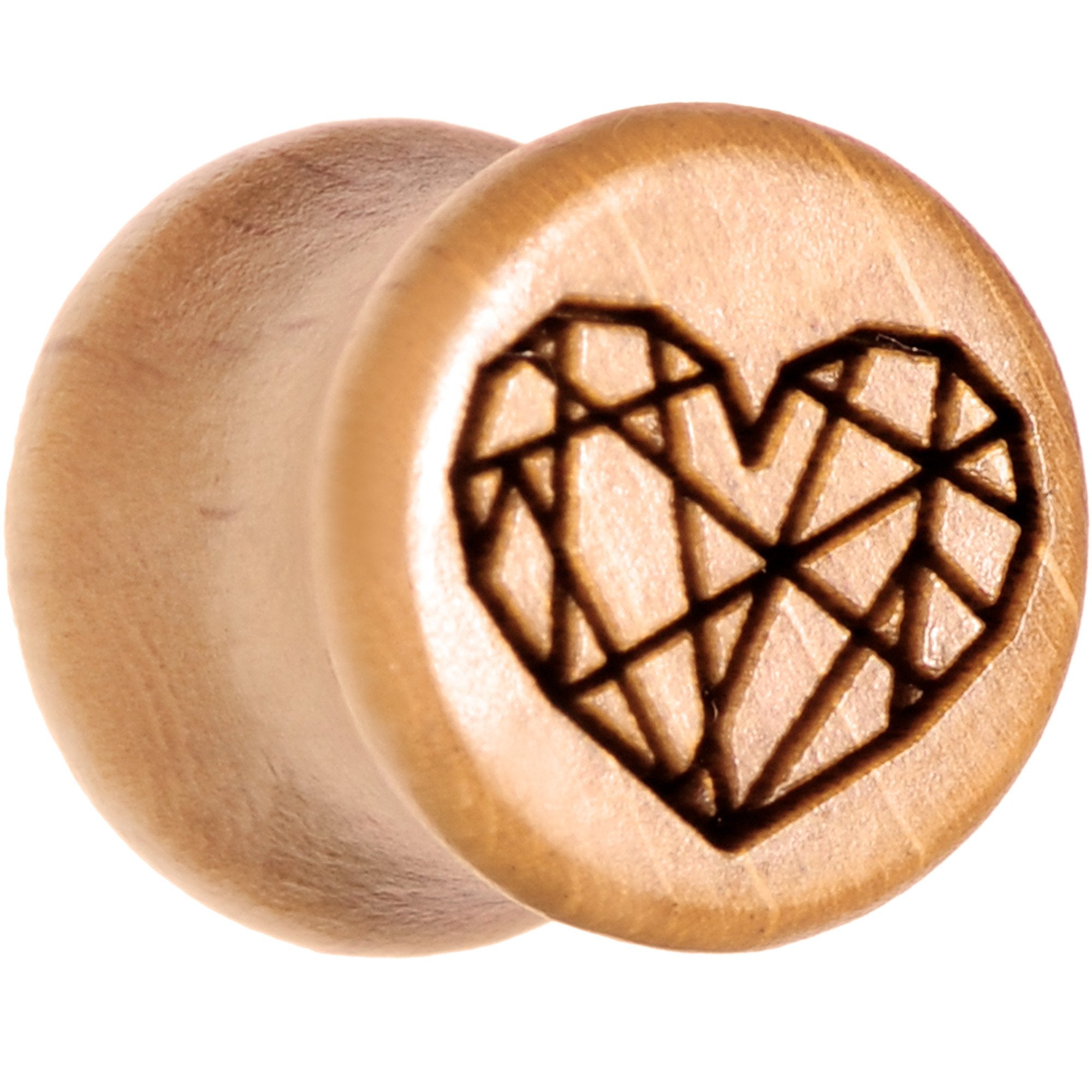 Organic Beechwood Geometric Heart Saddle Plug Set 0G to 25mm