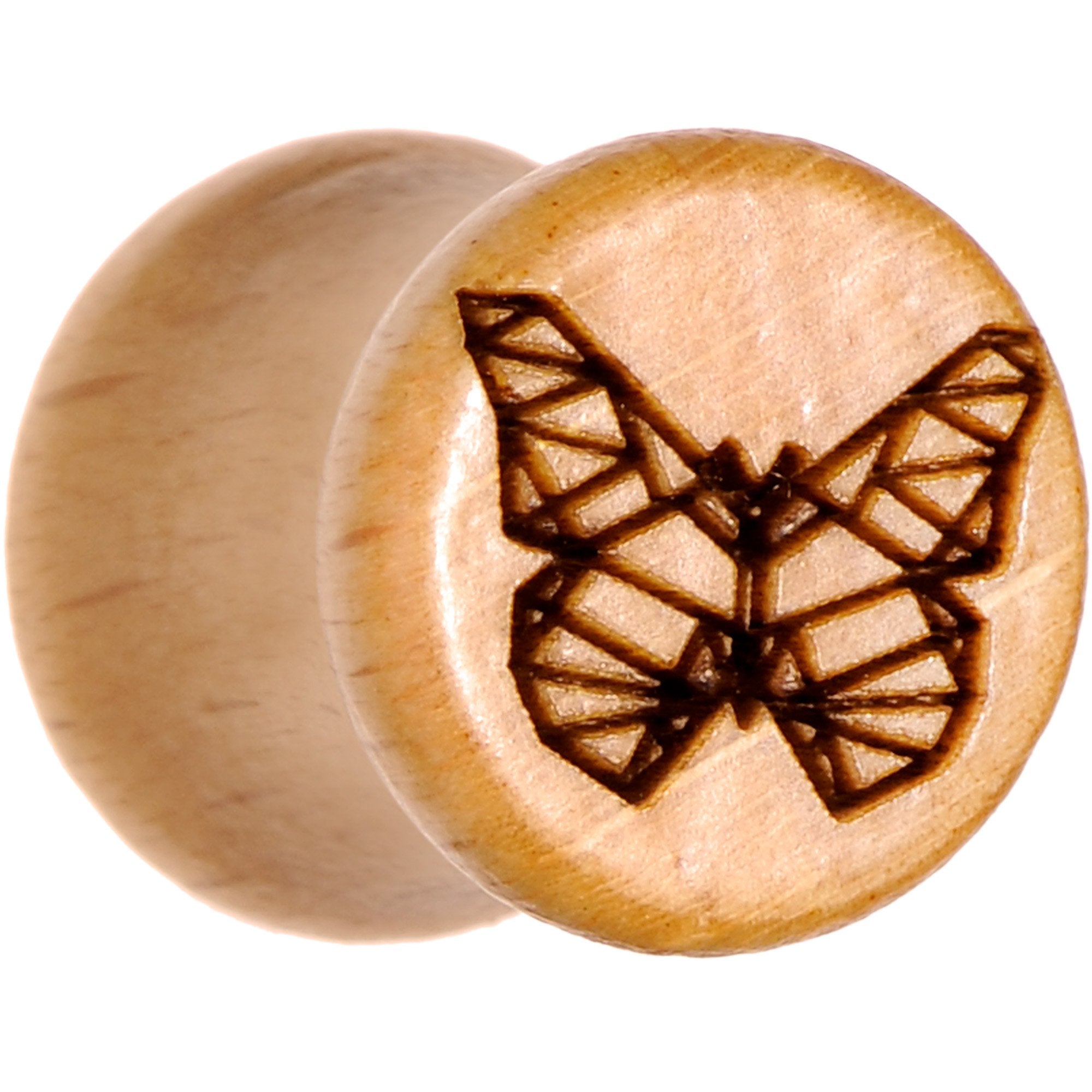 Organic Beechwood Geometric Butterfly Saddle Plug Set 0G to 25mm