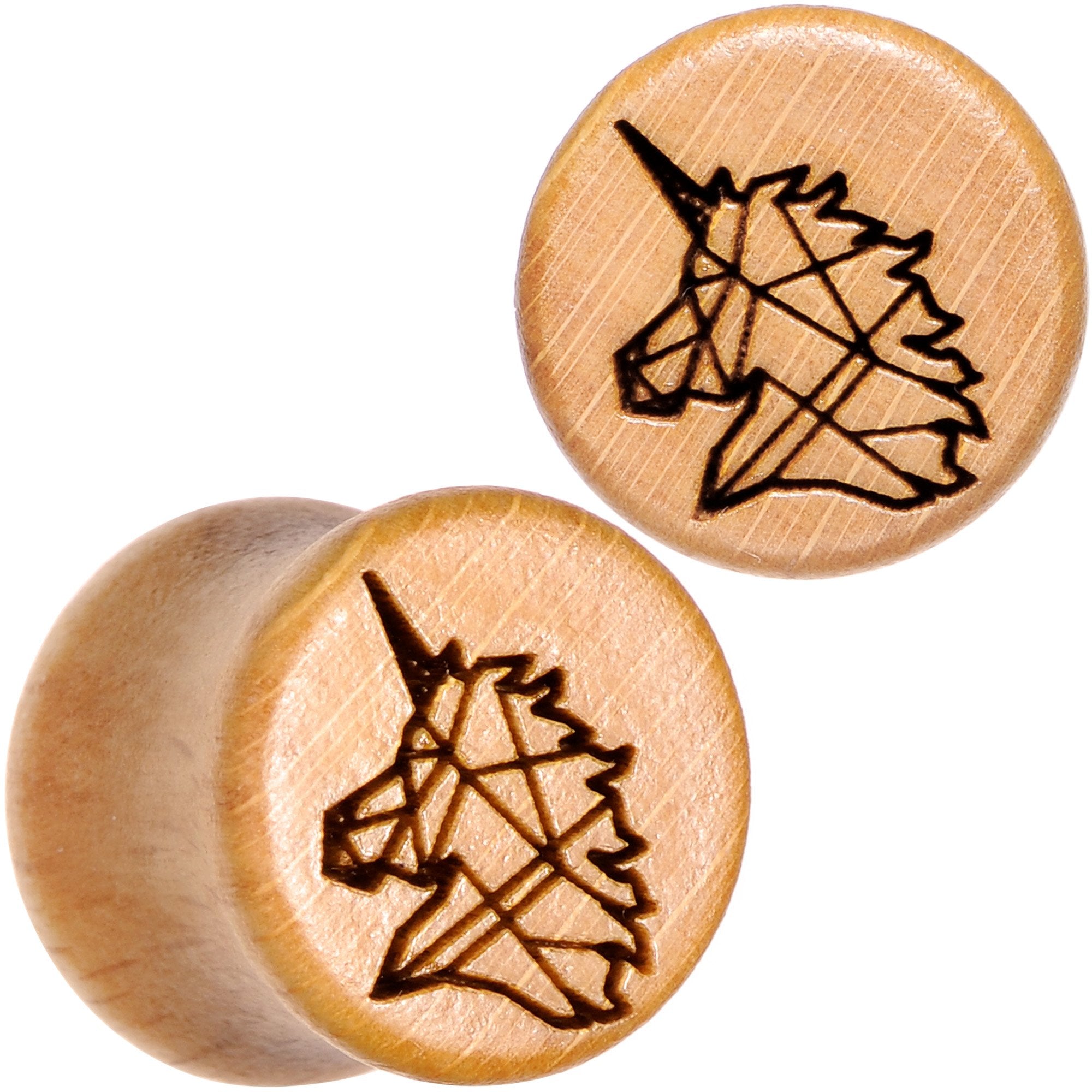Organic Beechwood Geometric Unicorn Saddle Plug Set 0G to 25mm