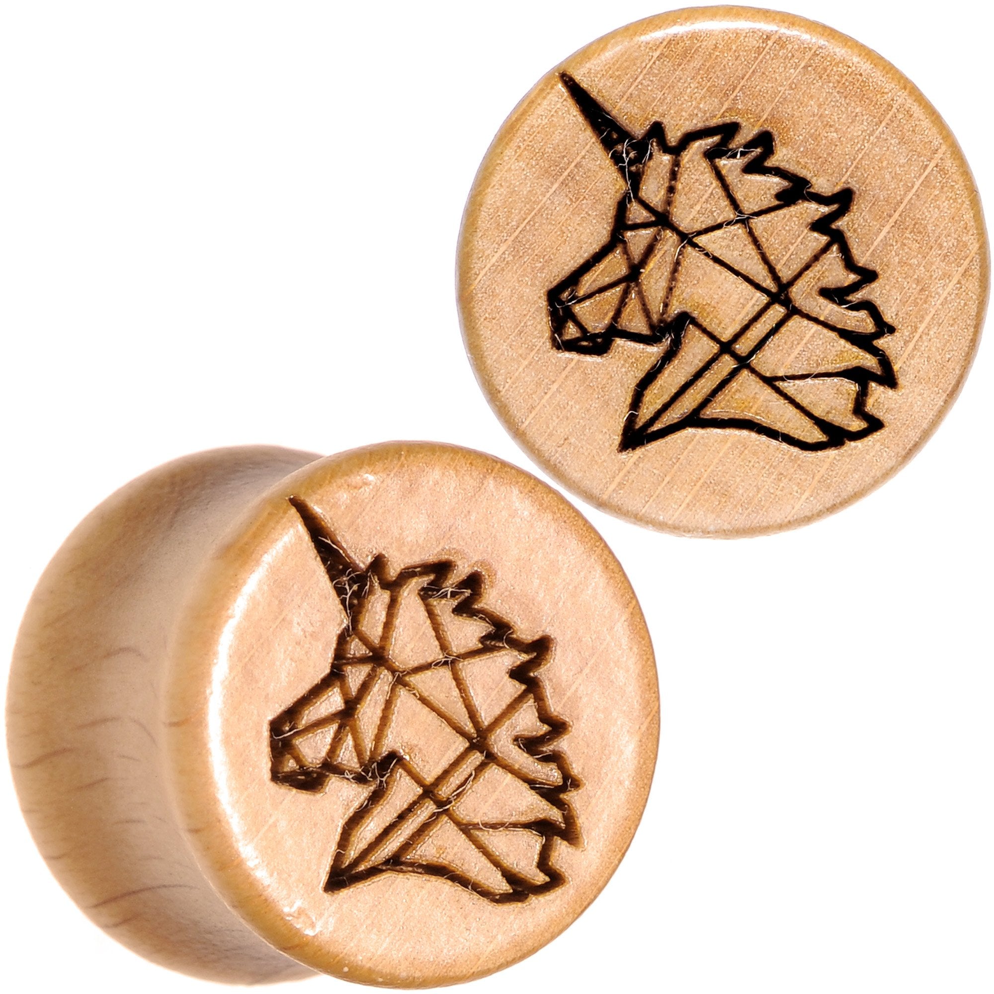 Organic Beechwood Geometric Unicorn Saddle Plug Set 0G to 25mm