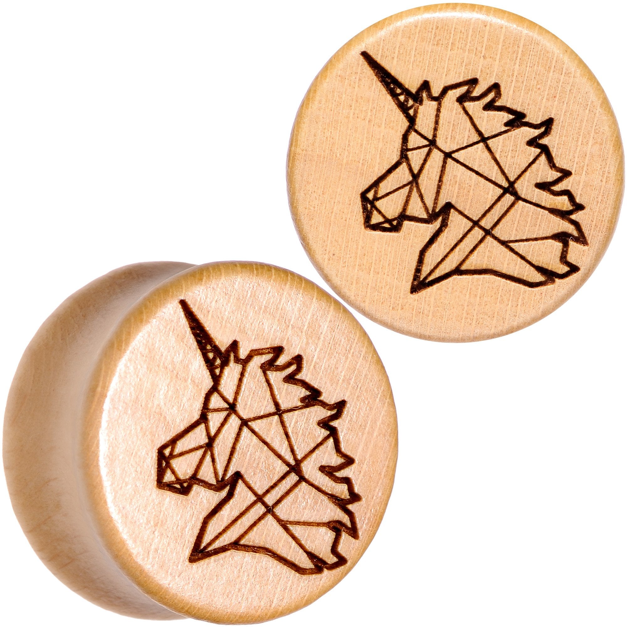 Organic Beechwood Geometric Unicorn Saddle Plug Set 0G to 25mm