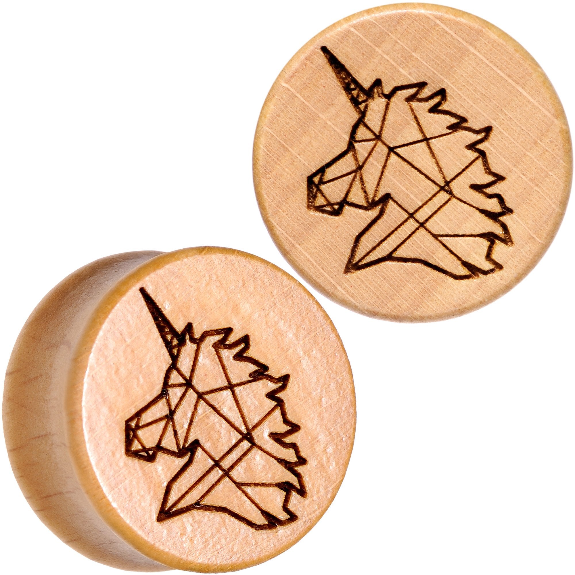Organic Beechwood Geometric Unicorn Saddle Plug Set 0G to 25mm