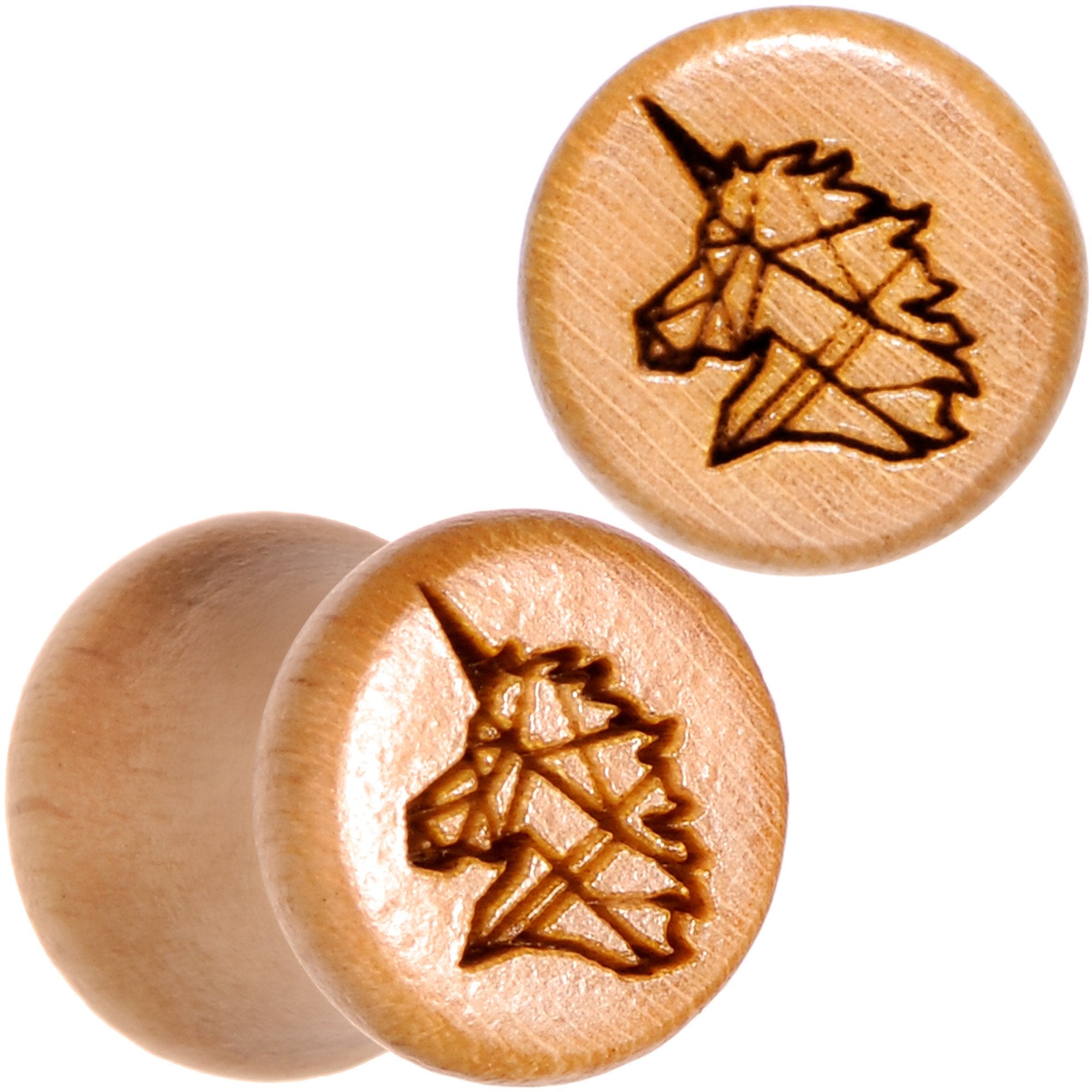 Organic Beechwood Geometric Unicorn Saddle Plug Set 0G to 25mm