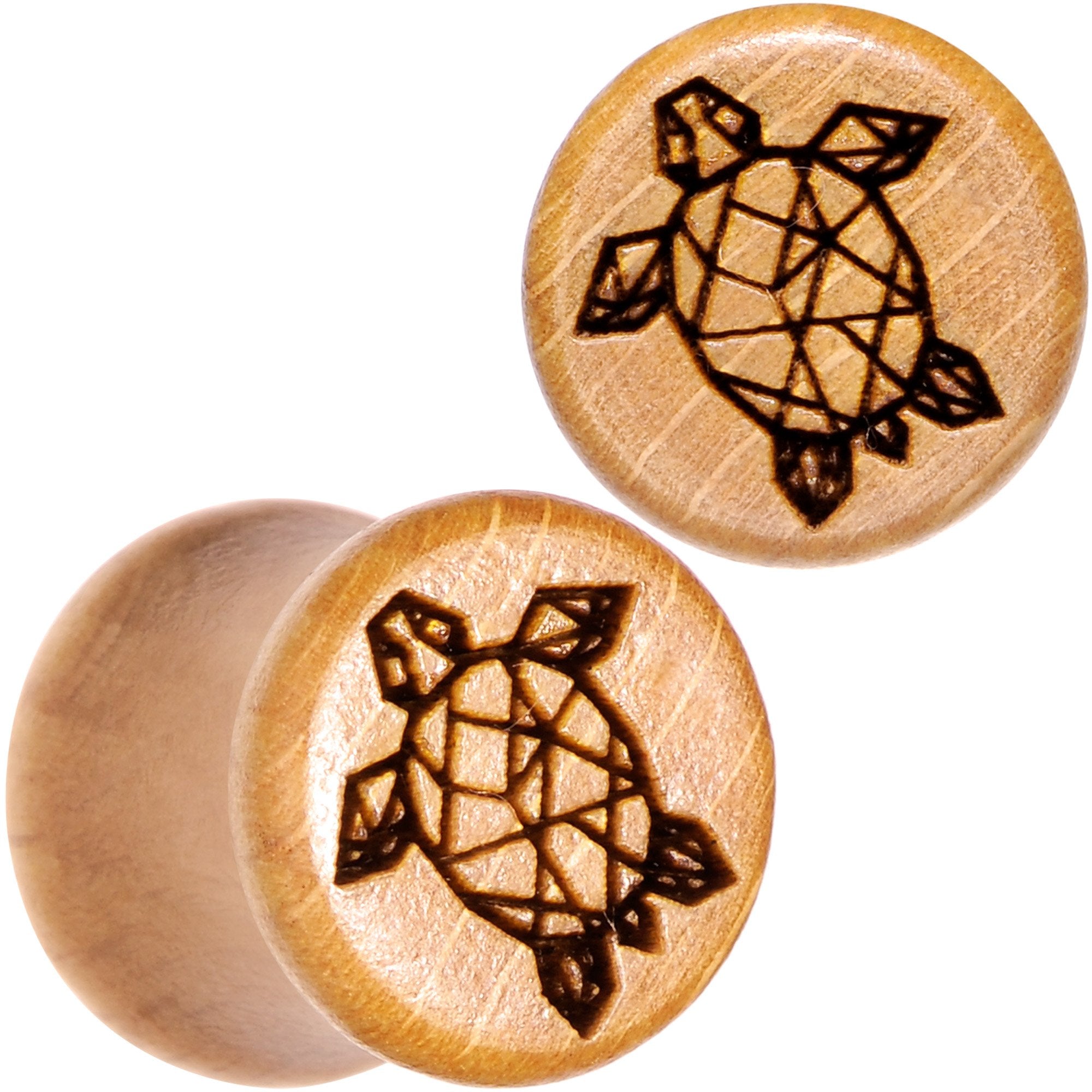 Organic Beechwood Geometric Turtle Saddle Plug Sett 0G to 25mm