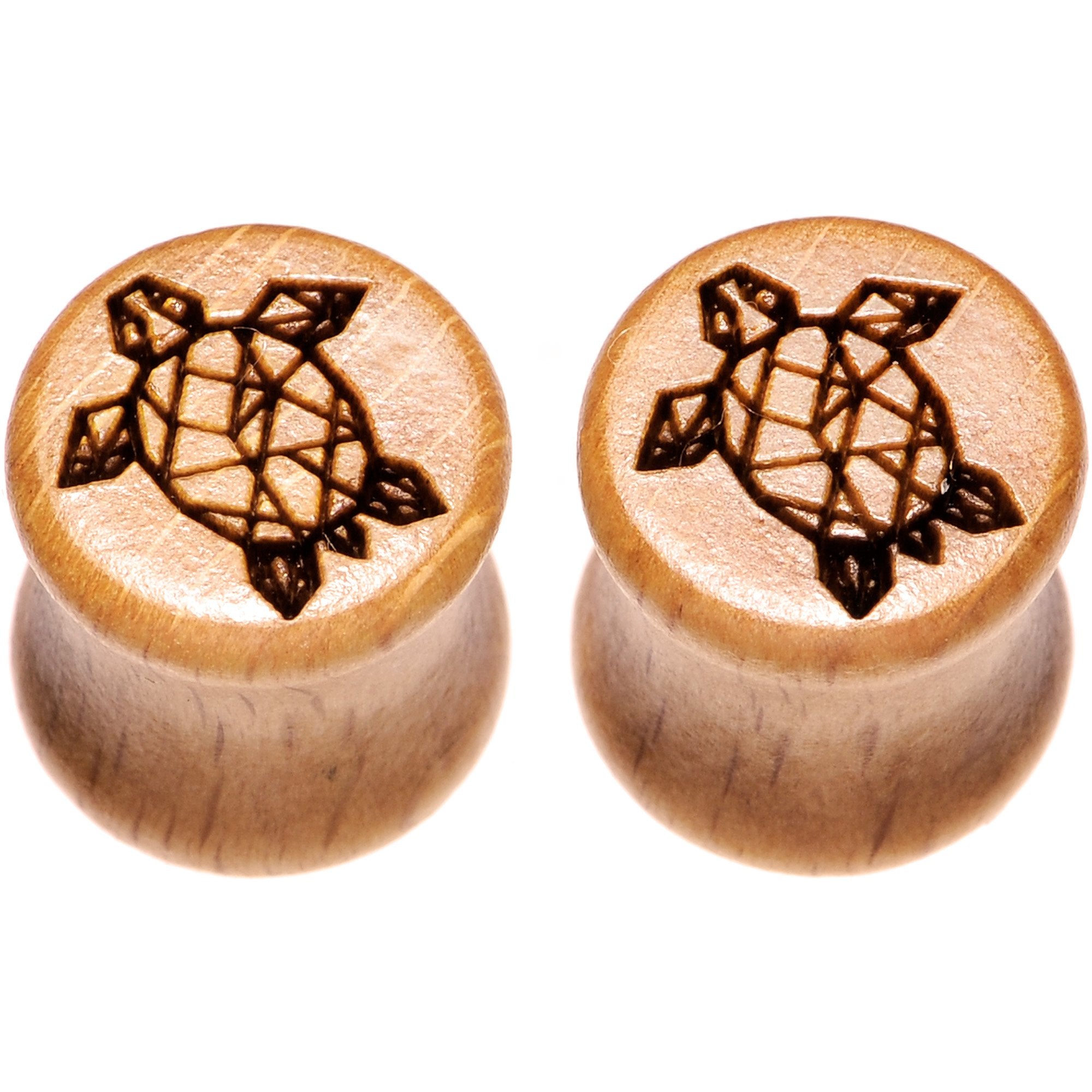 Organic Beechwood Geometric Turtle Saddle Plug Sett 0G to 25mm