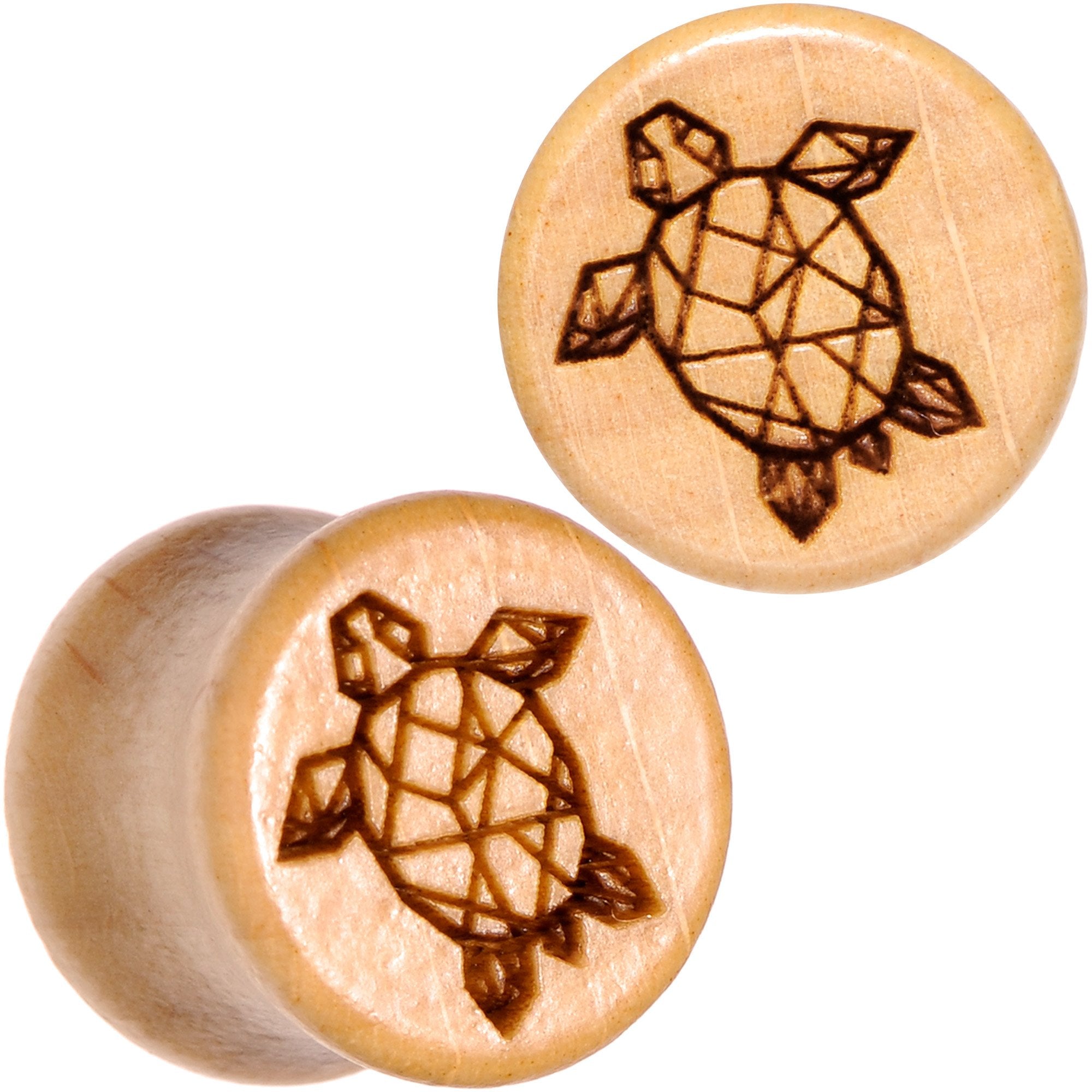 Organic Beechwood Geometric Turtle Saddle Plug Sett 0G to 25mm