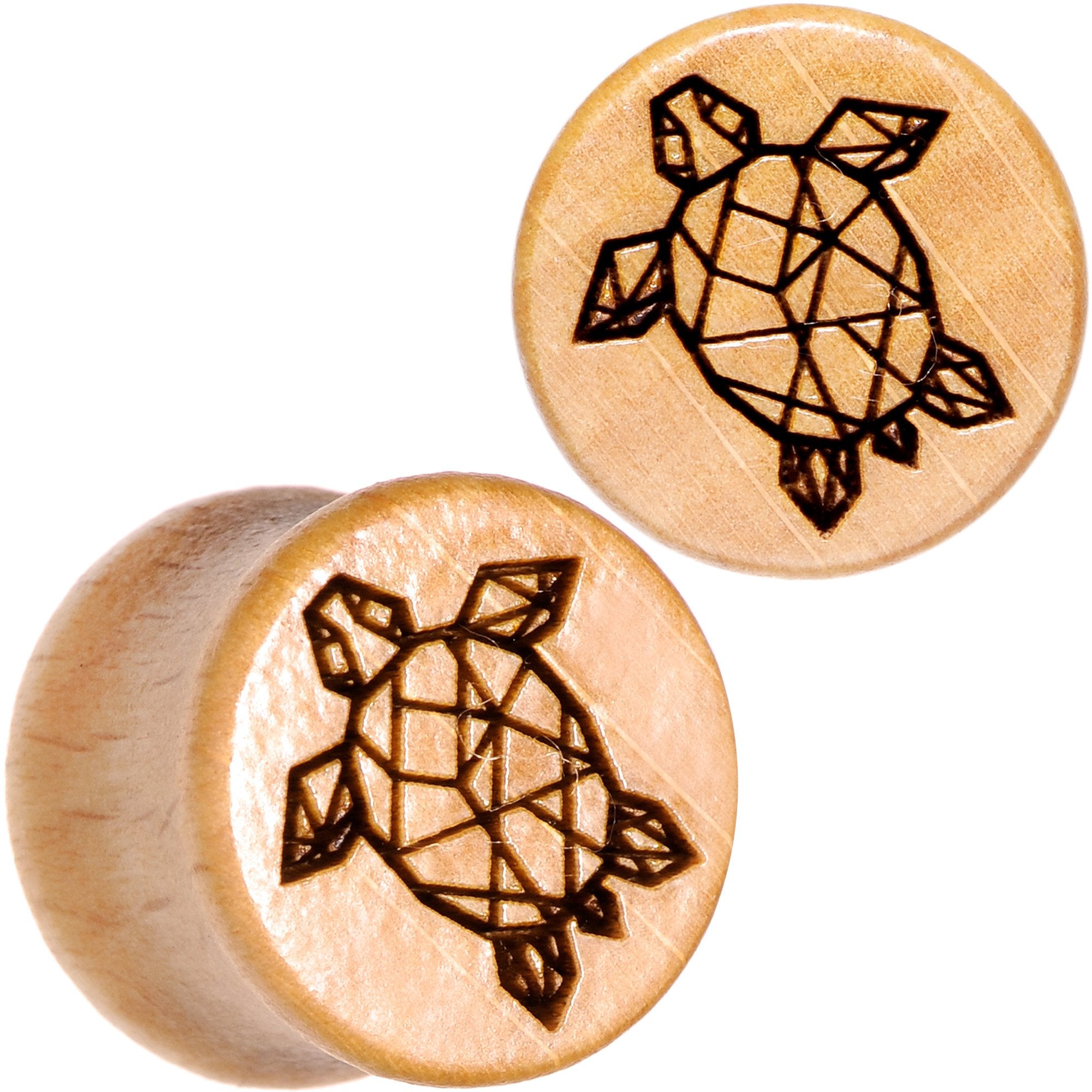 Organic Beechwood Geometric Turtle Saddle Plug Sett 0G to 25mm