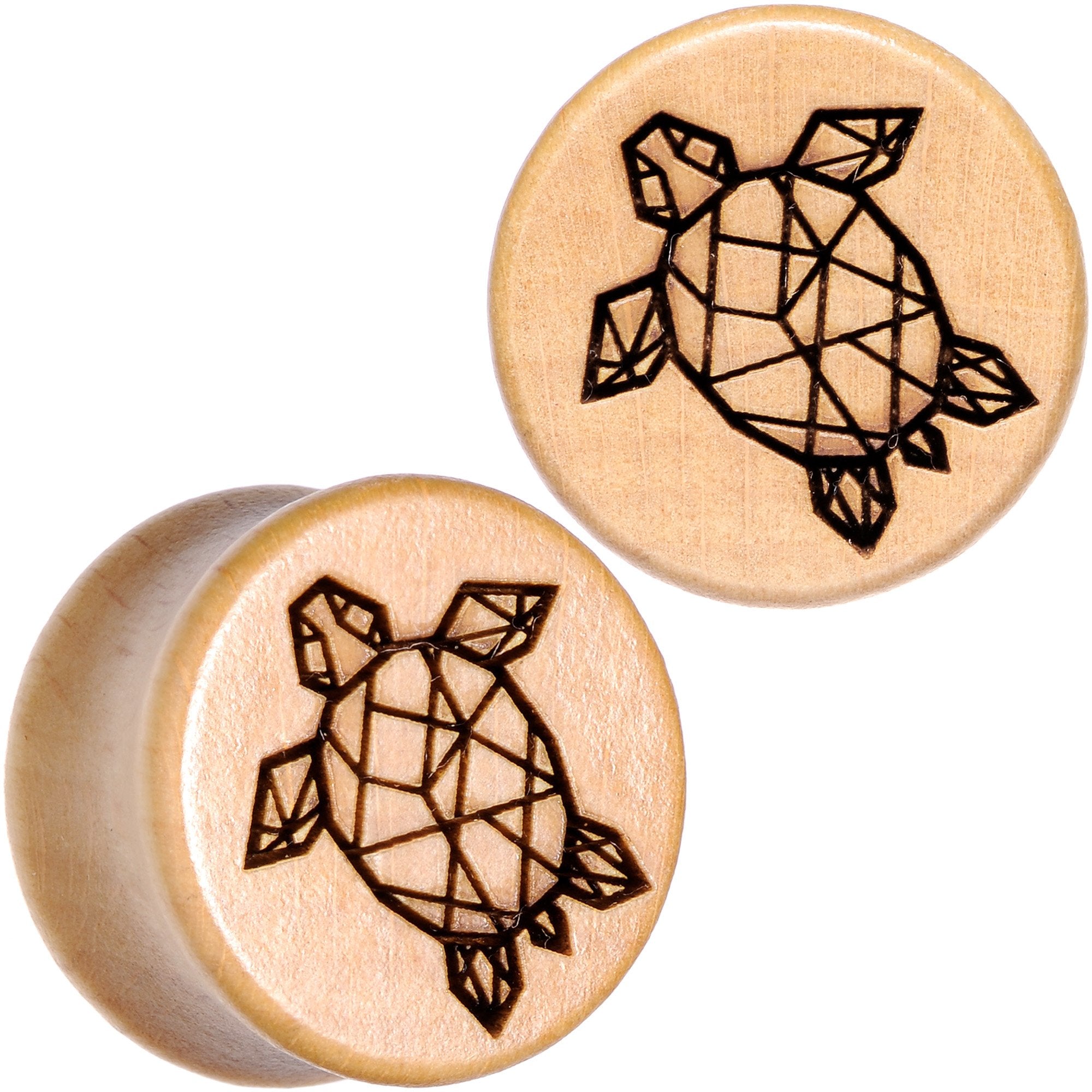 Organic Beechwood Geometric Turtle Saddle Plug Sett 0G to 25mm