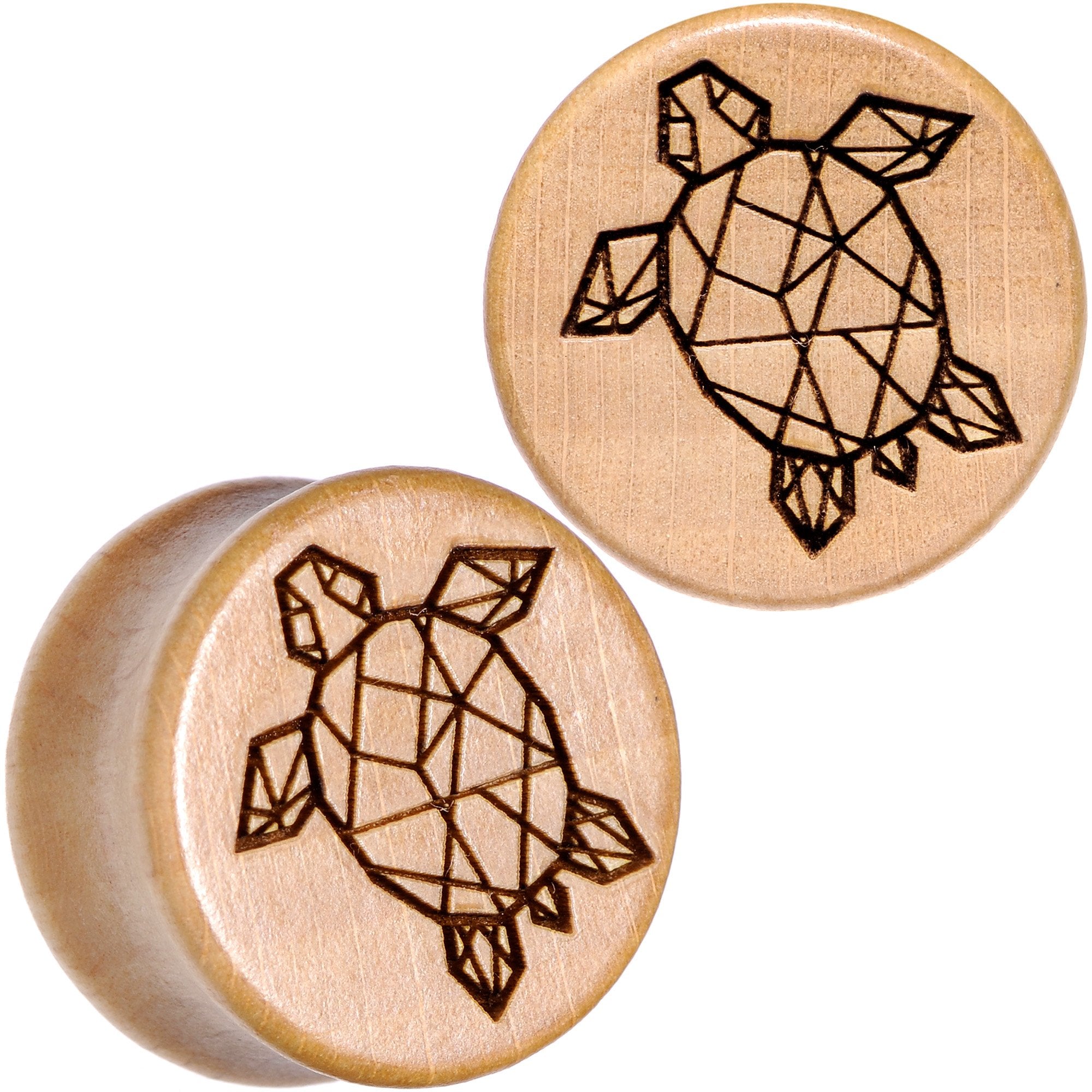 Organic Beechwood Geometric Turtle Saddle Plug Sett 0G to 25mm
