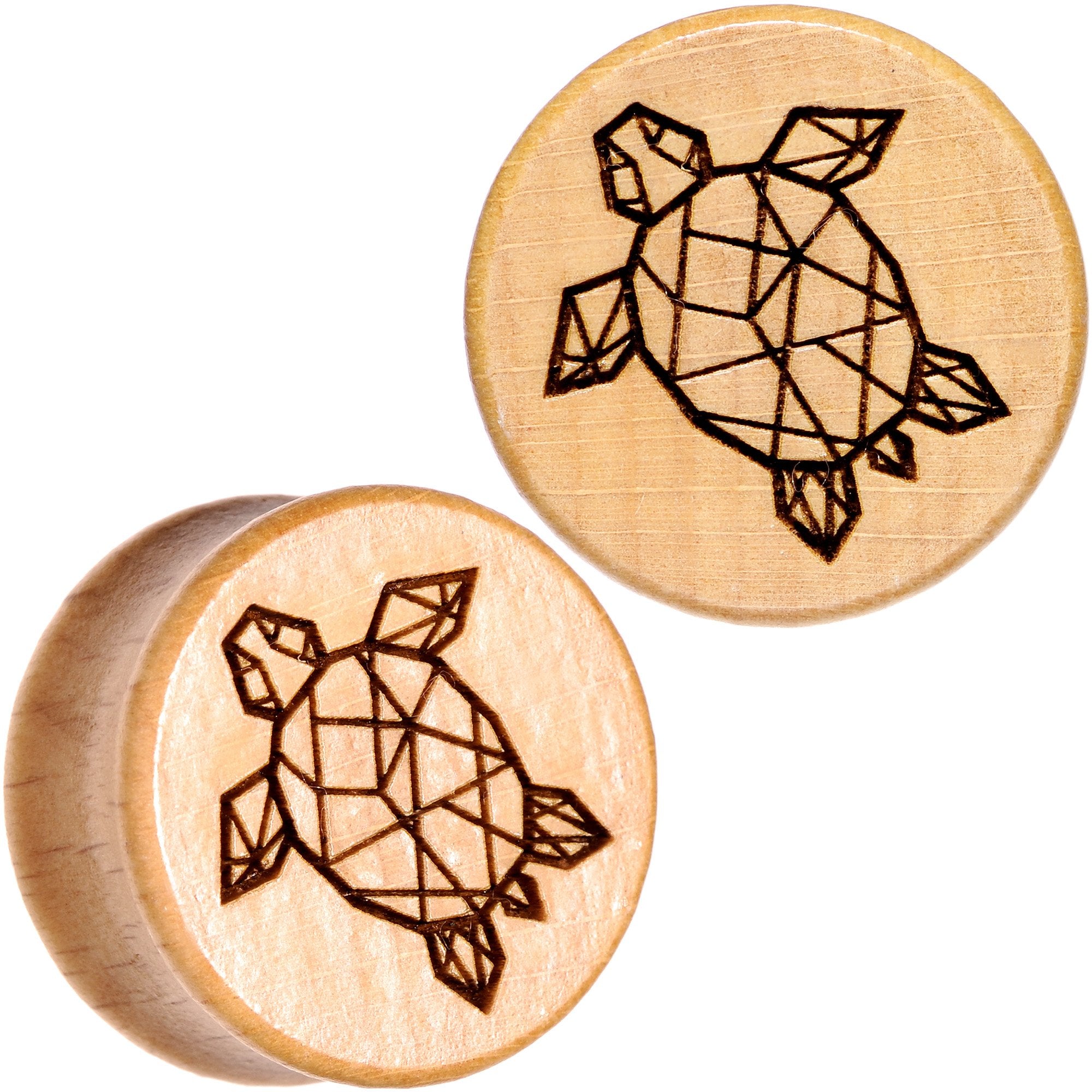 Organic Beechwood Geometric Turtle Saddle Plug Sett 0G to 25mm
