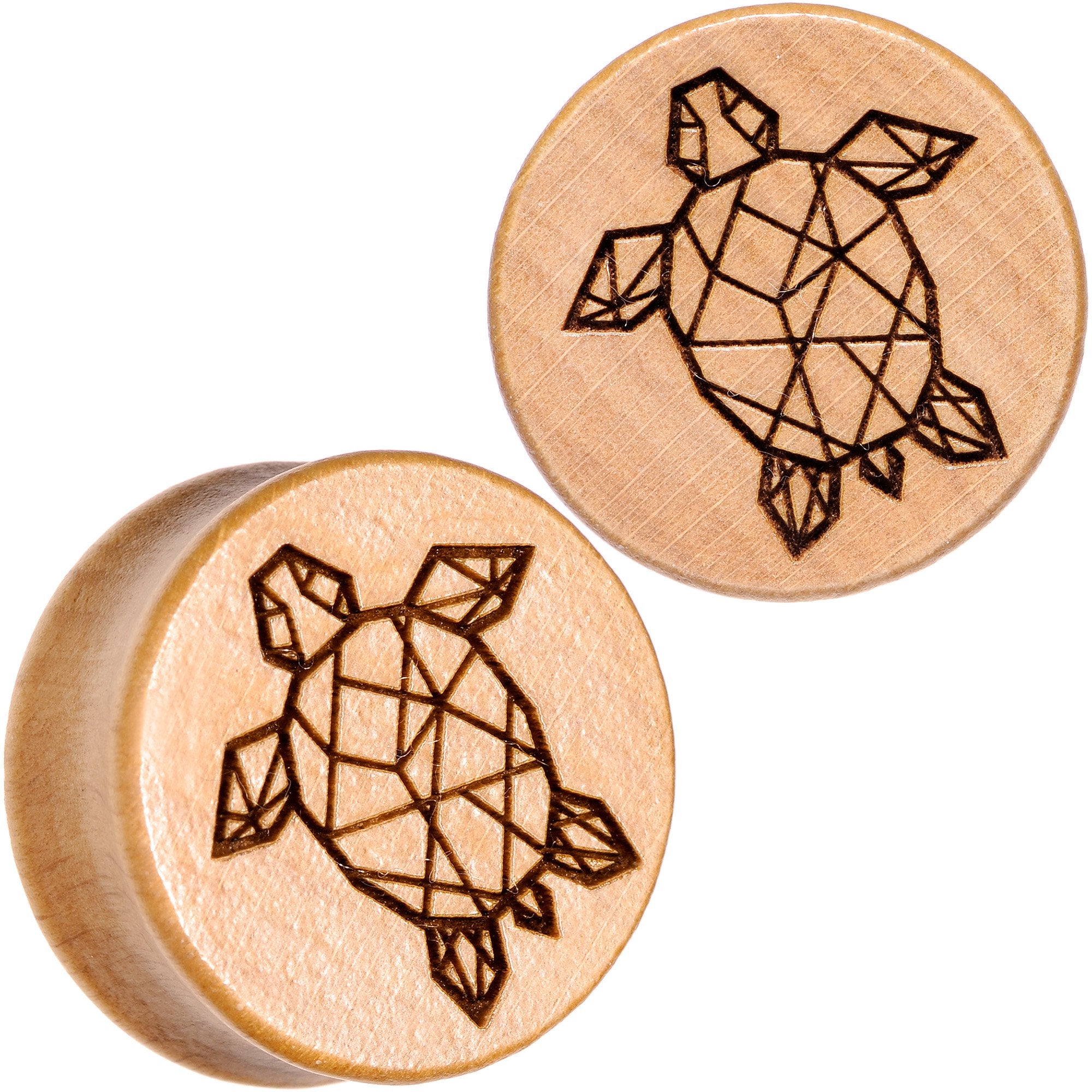 Organic Beechwood Geometric Turtle Saddle Plug Sett 0G to 25mm