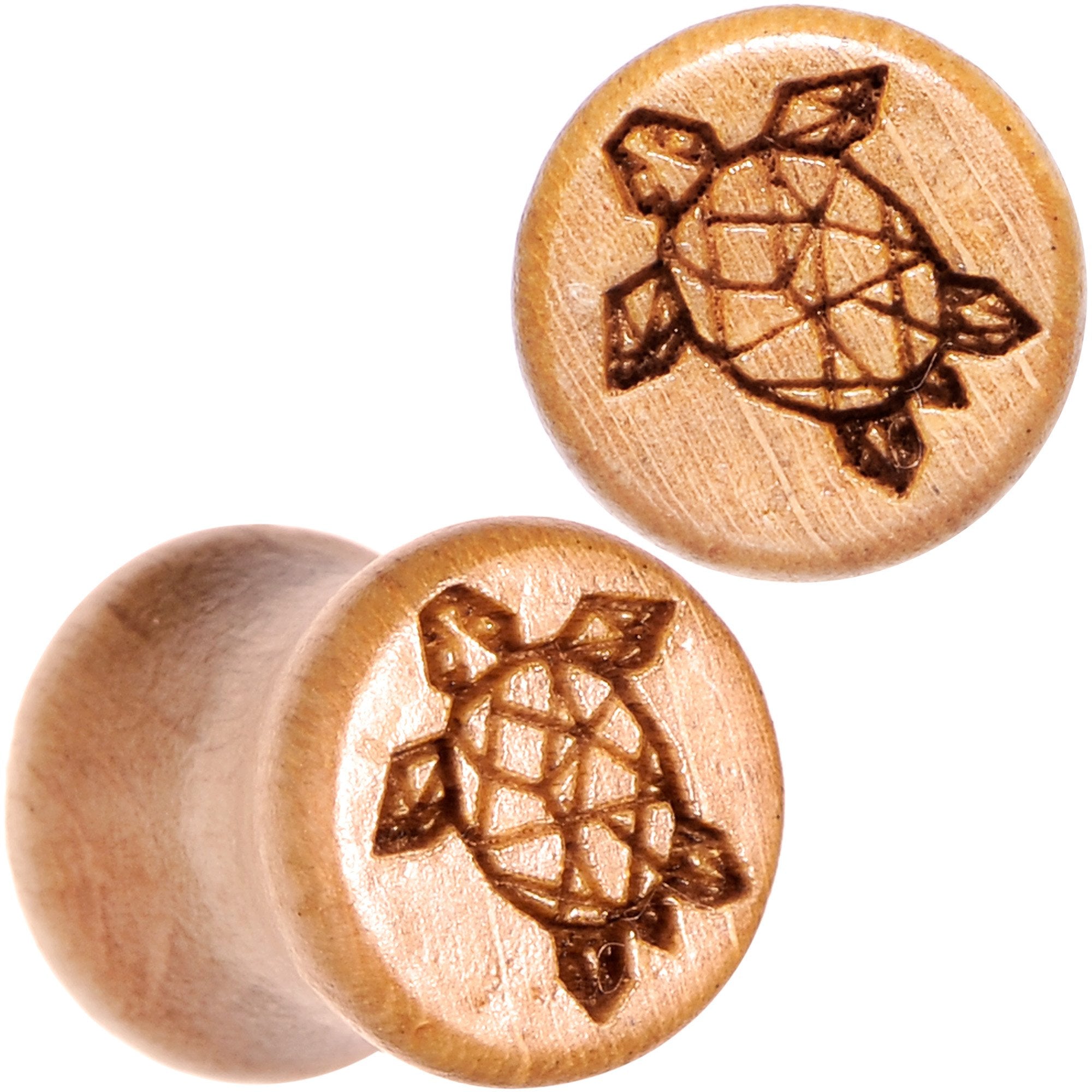 Organic Beechwood Geometric Turtle Saddle Plug Sett 0G to 25mm