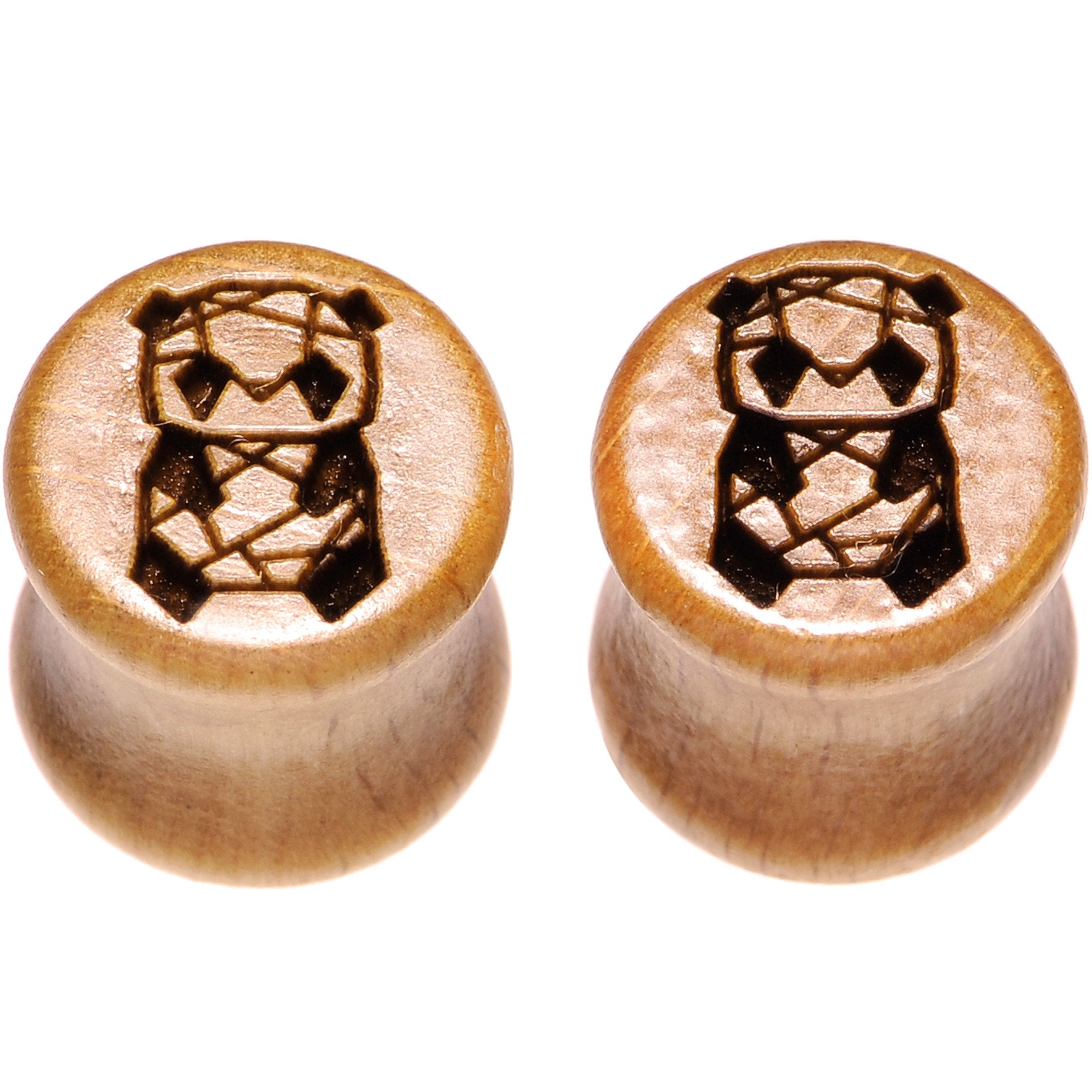 Organic Beechwood Geometric Panda Saddle Plug Set 0G to 25mm