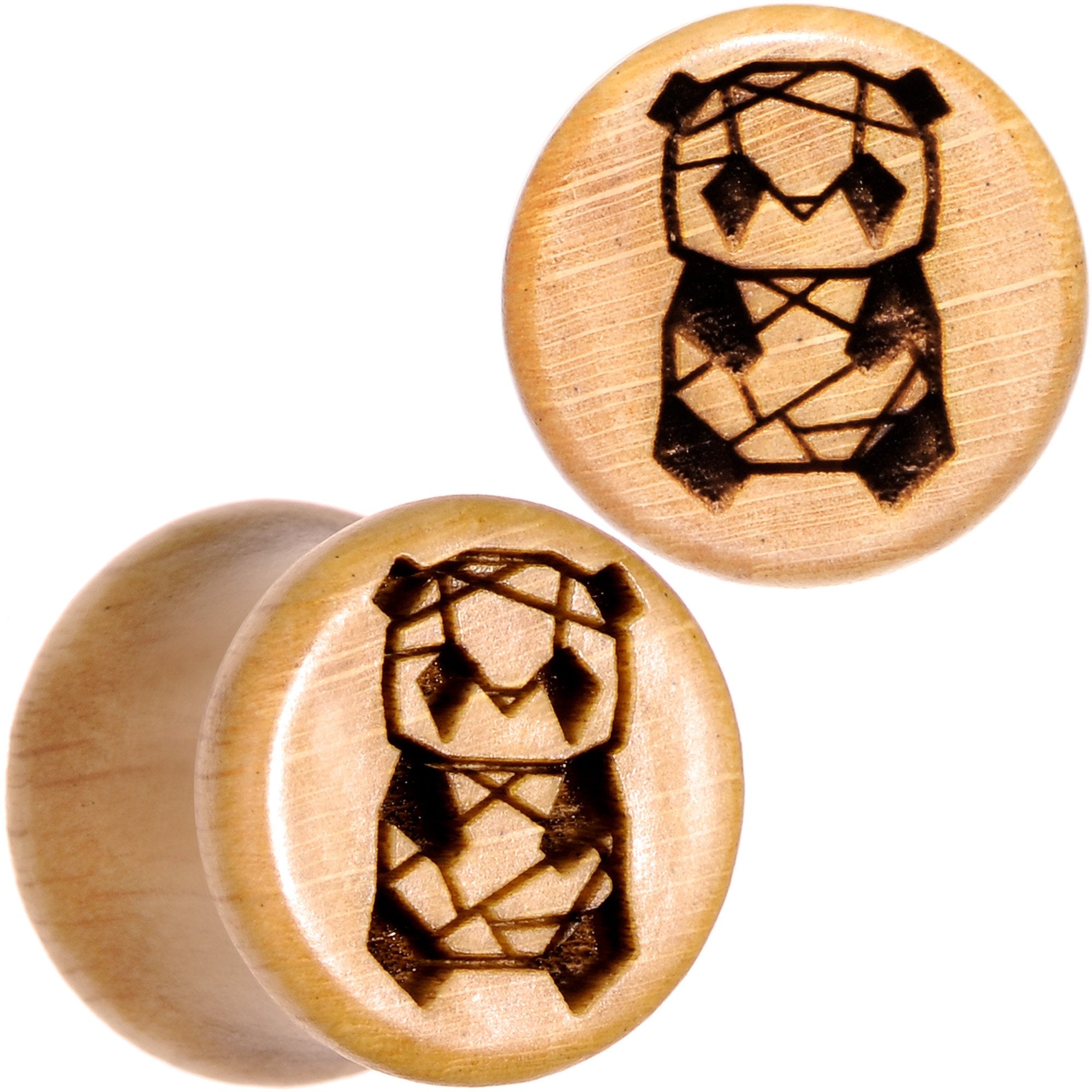 Organic Beechwood Geometric Panda Saddle Plug Set 0G to 25mm