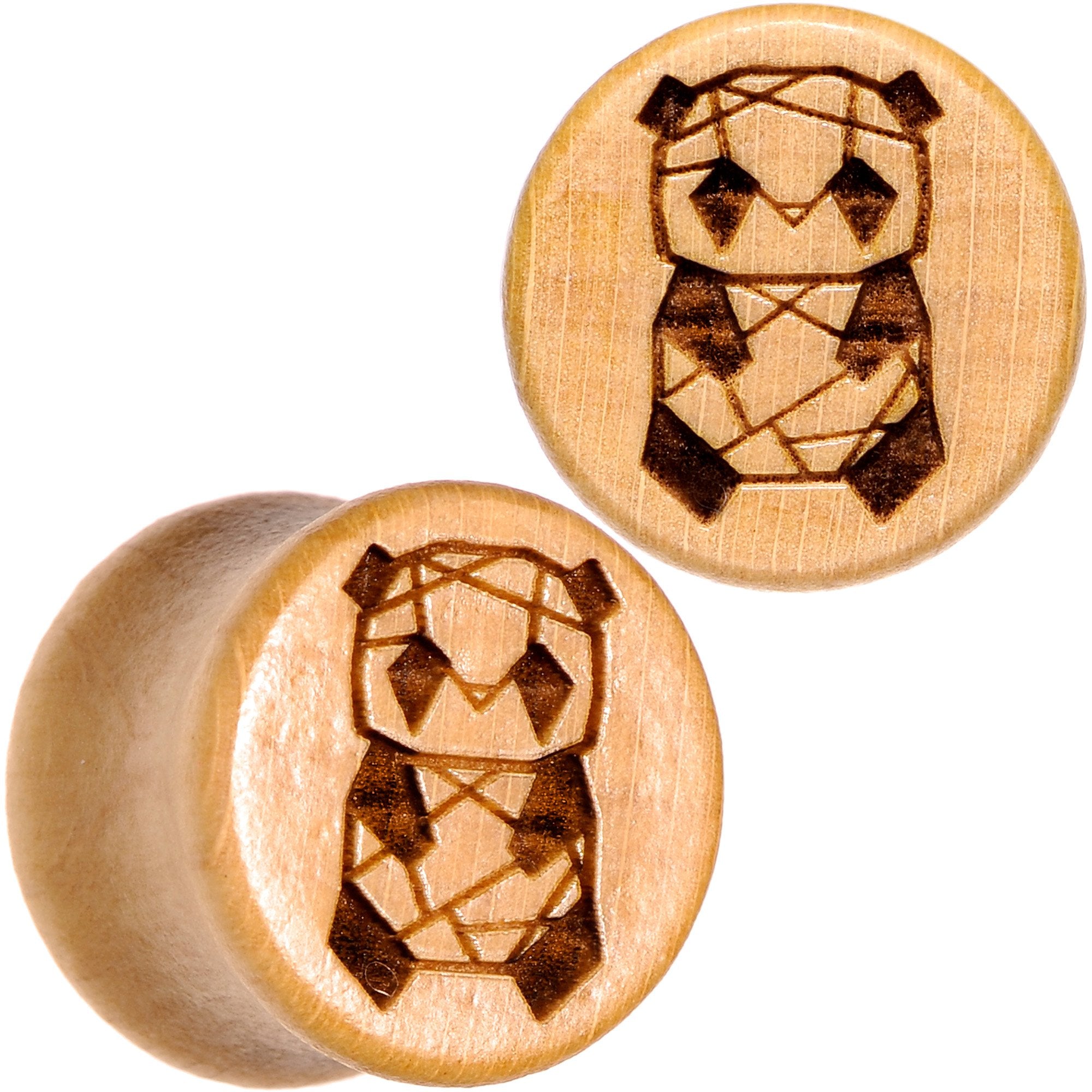 Organic Beechwood Geometric Panda Saddle Plug Set 0G to 25mm