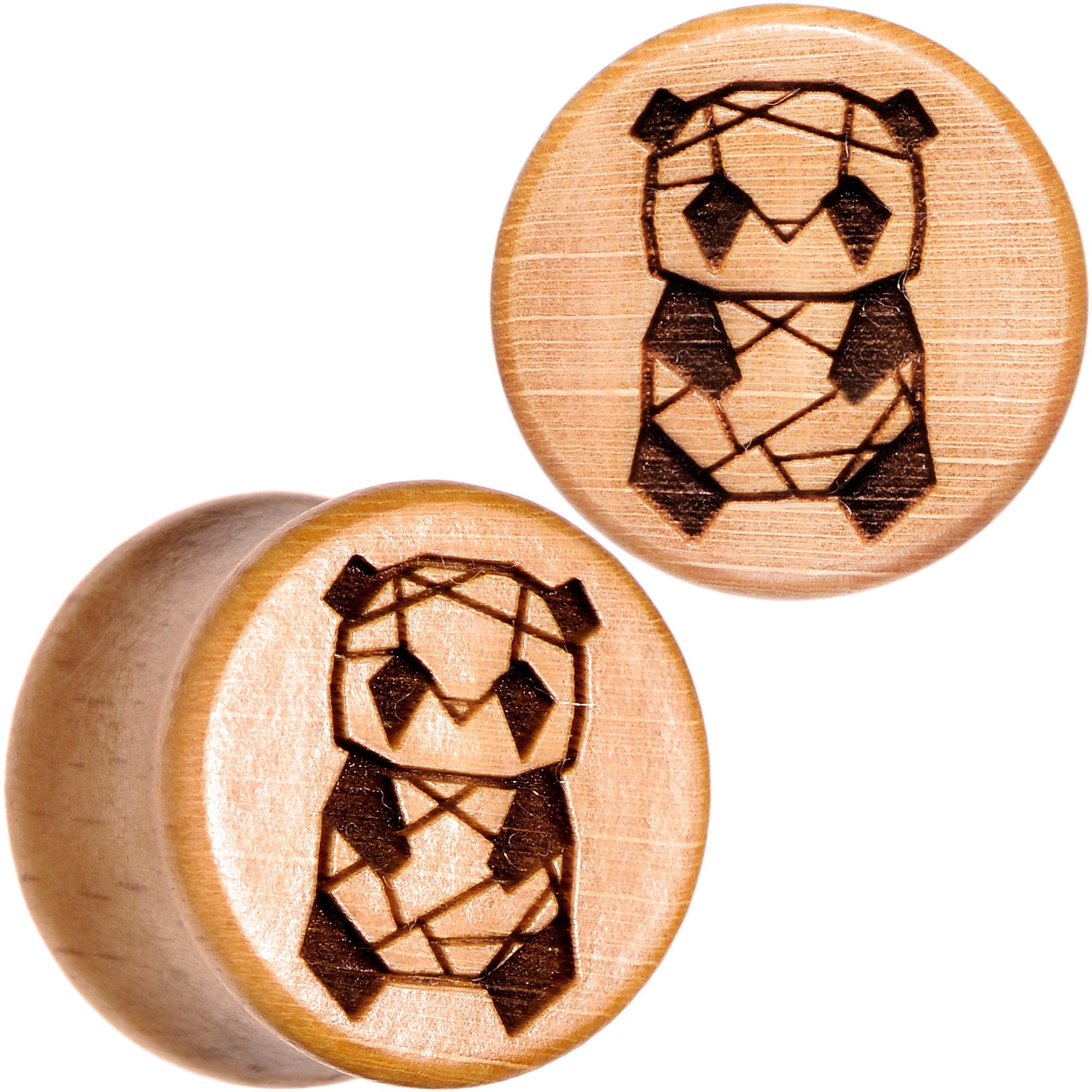 Organic Beechwood Geometric Panda Saddle Plug Set 0G to 25mm