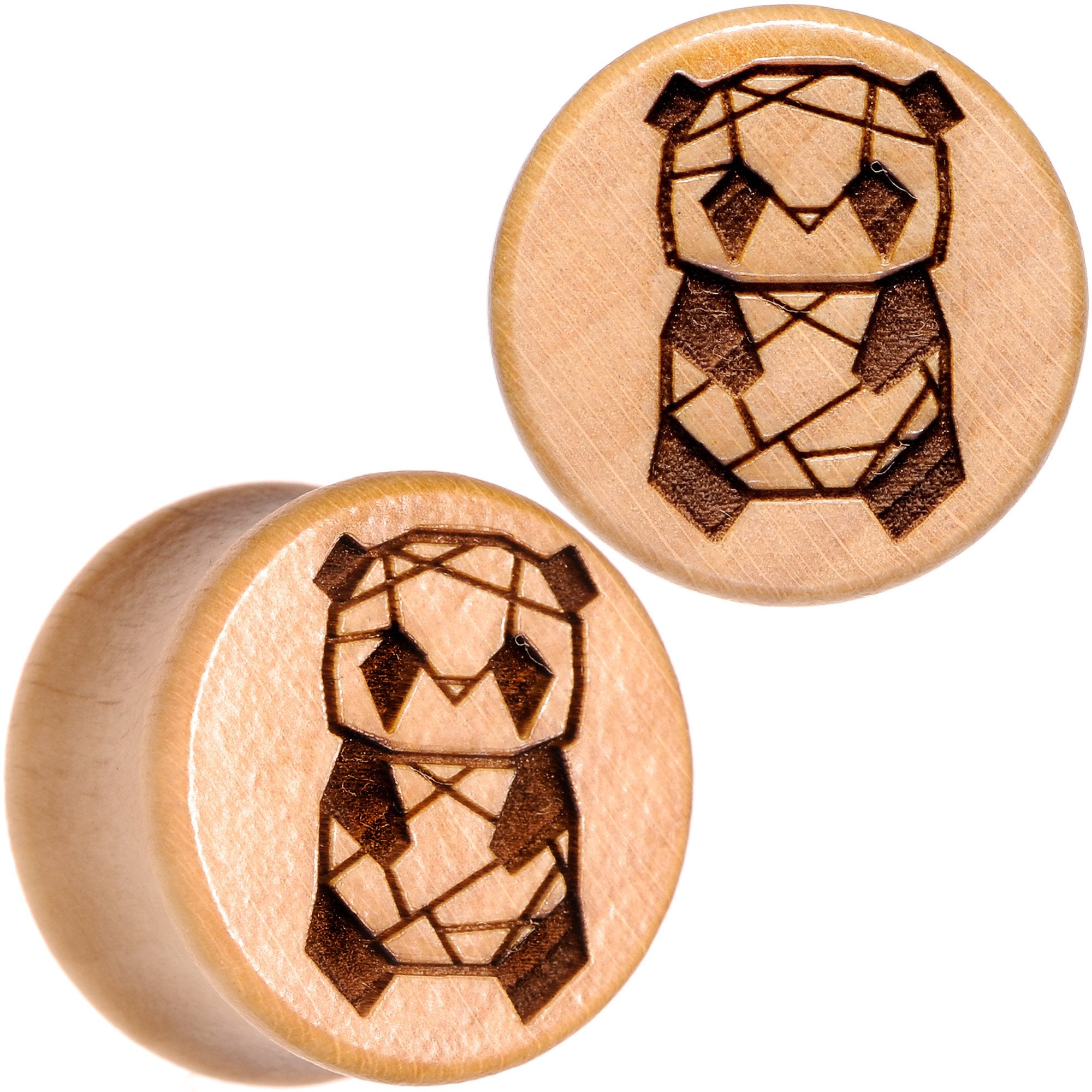 Organic Beechwood Geometric Panda Saddle Plug Set 0G to 25mm