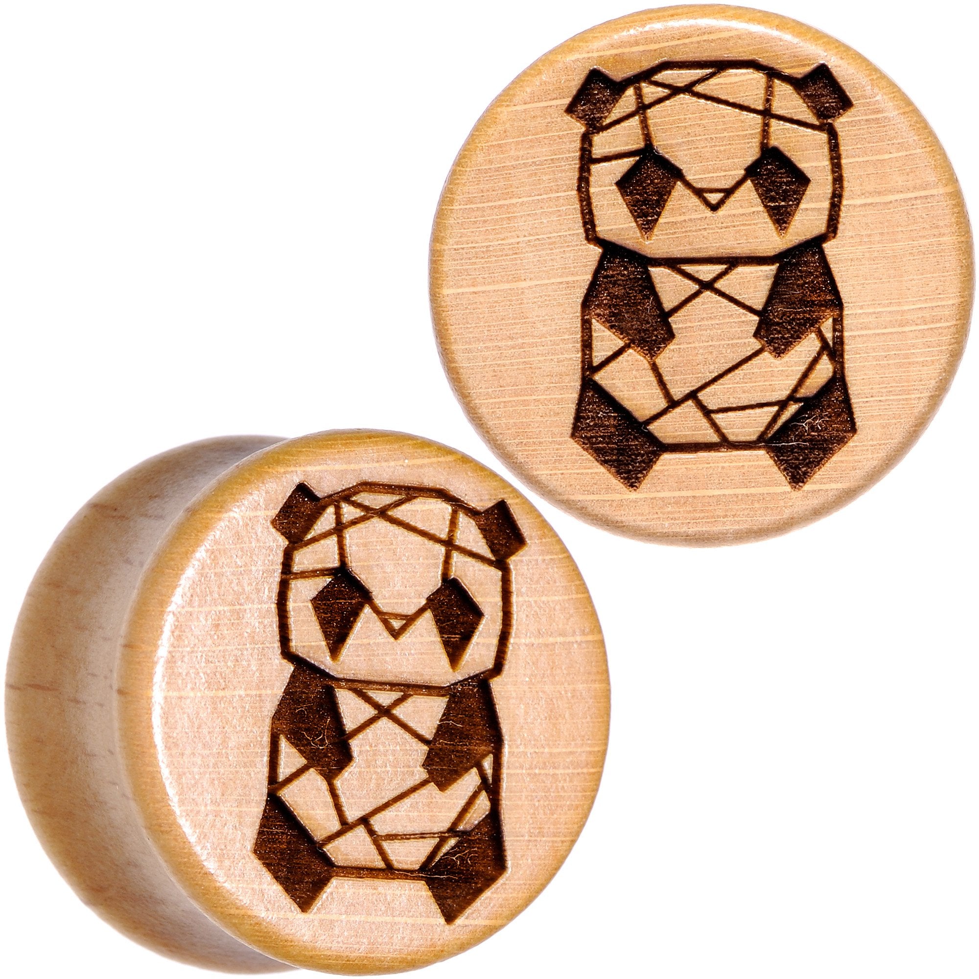 Organic Beechwood Geometric Panda Saddle Plug Set 0G to 25mm