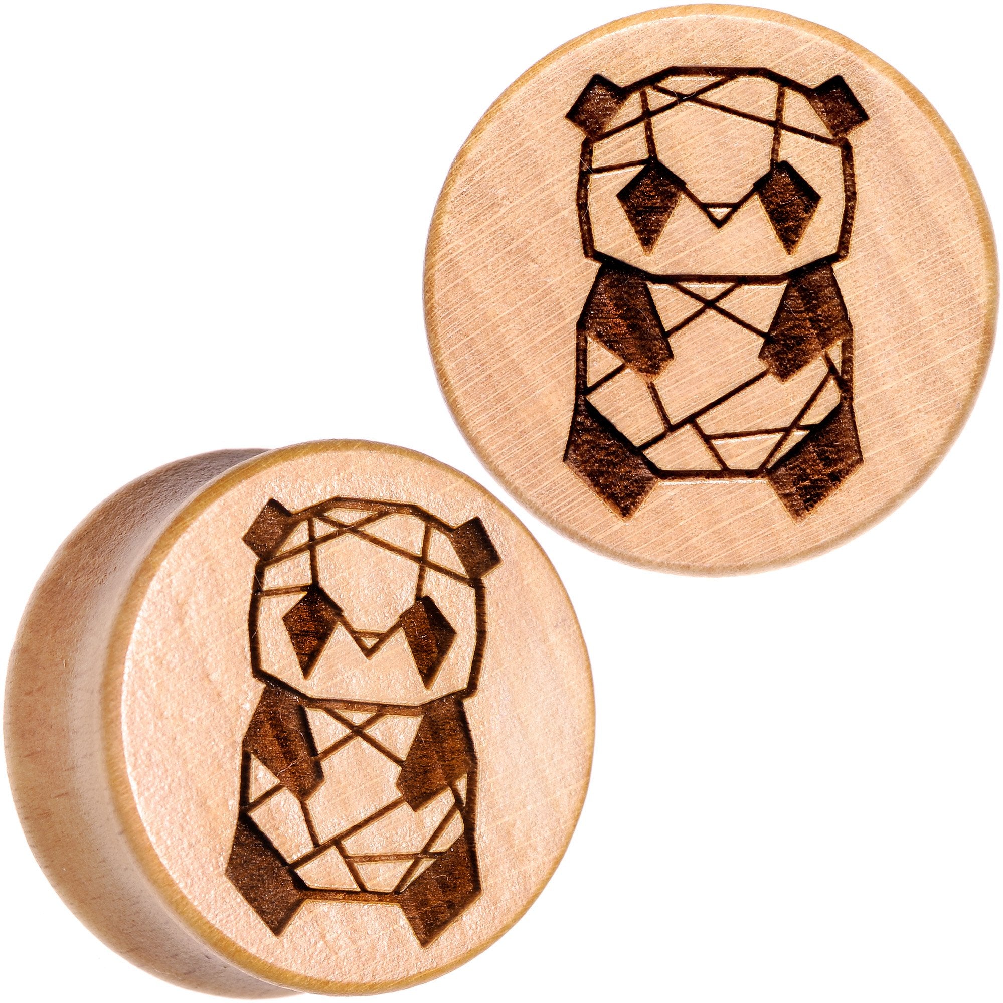 Organic Beechwood Geometric Panda Saddle Plug Set 0G to 25mm