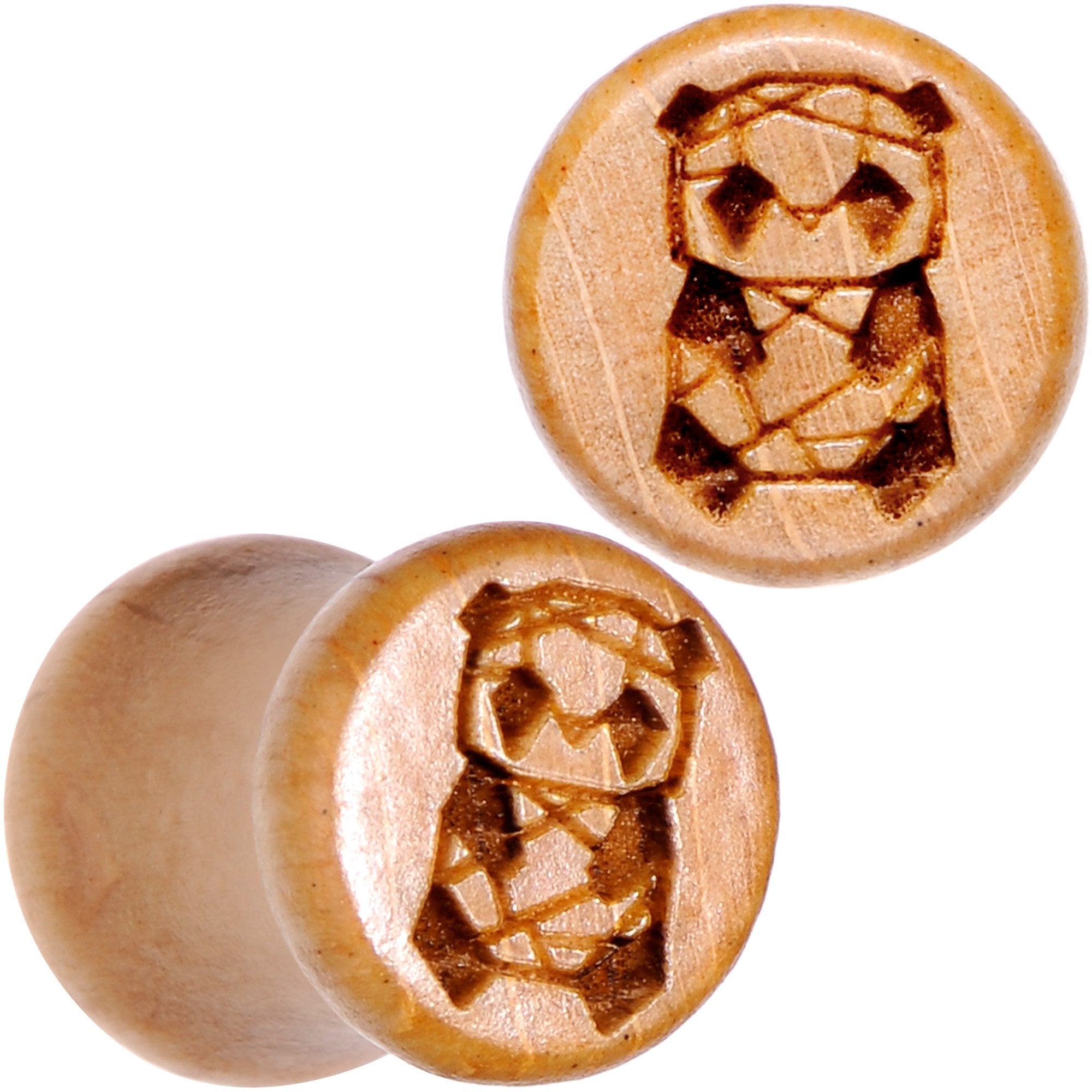 Organic Beechwood Geometric Panda Saddle Plug Set 0G to 25mm