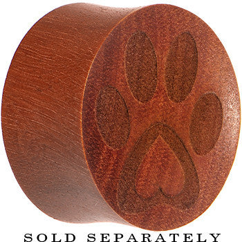 Organic Sawo Wood Pet Love Paw Print Saddle Plug