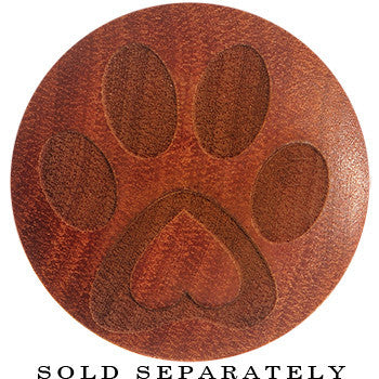 Organic Sawo Wood Pet Love Paw Print Saddle Plug