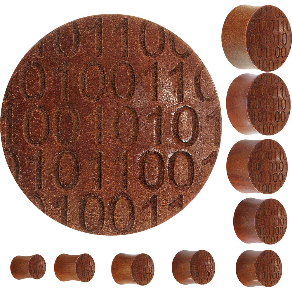 Organic Sawo Wood Binary Code Saddle Plug