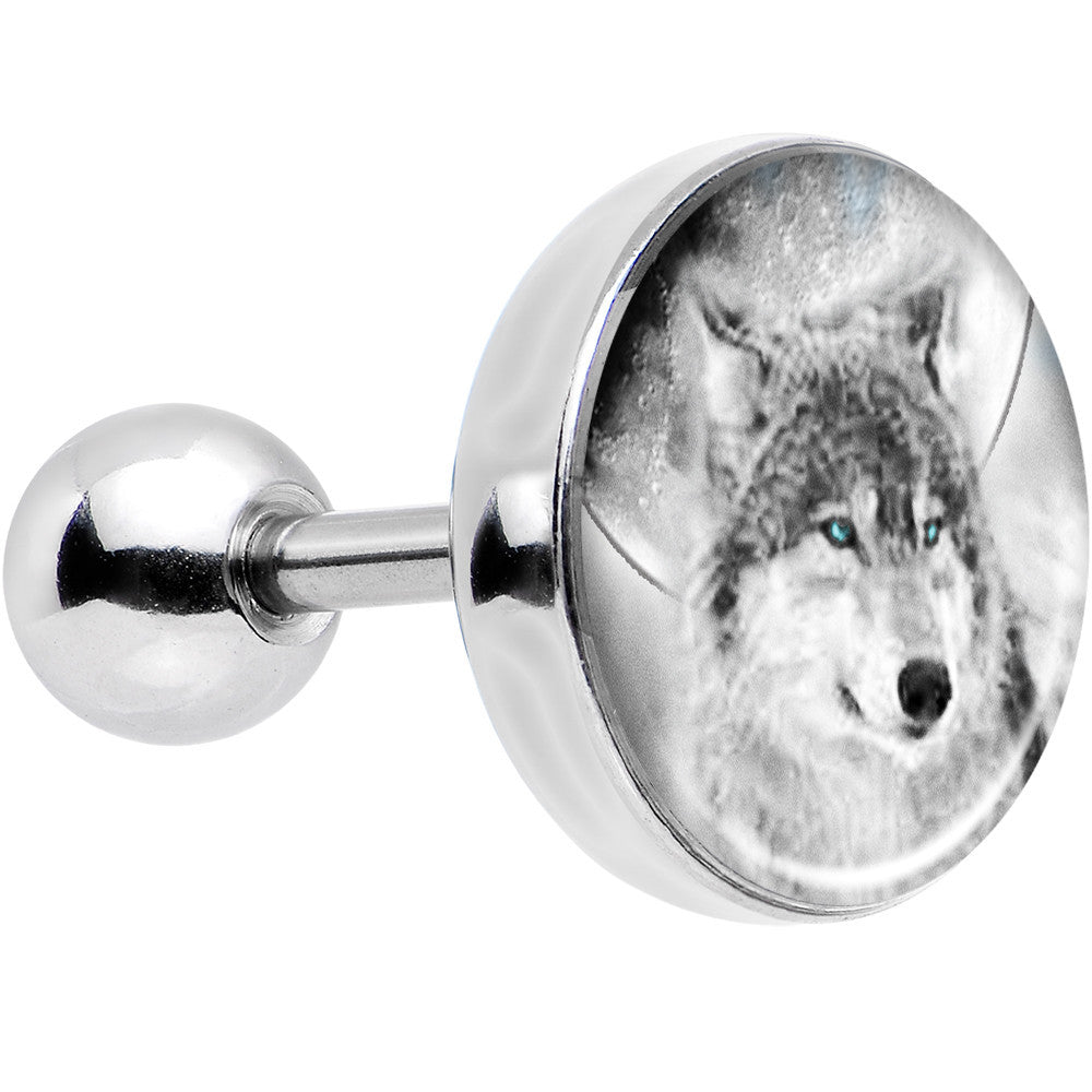 16G Blue Eyed Night Wolf Tragus Cartilage Earring